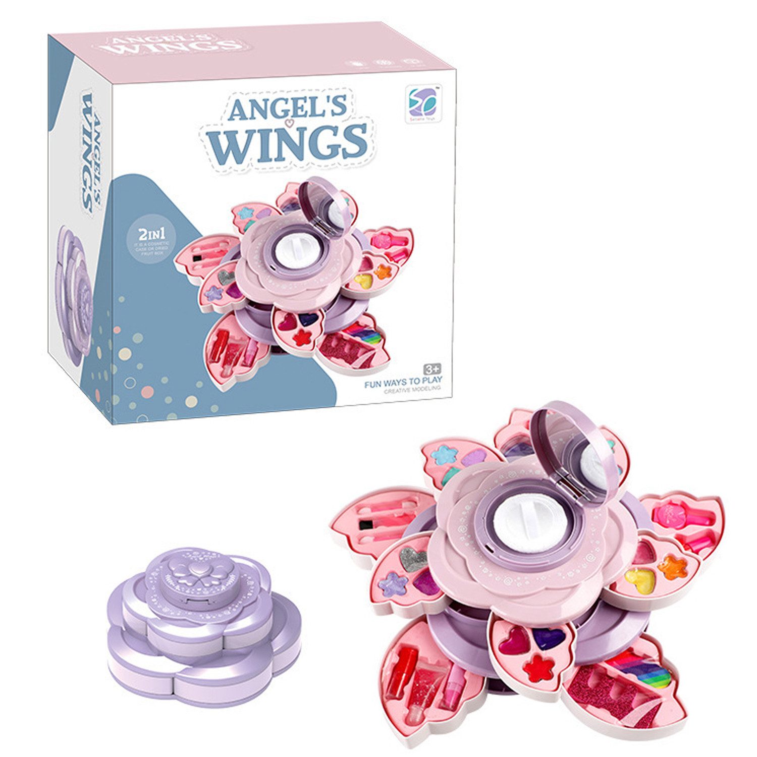 RWEUOQ Make-up Set 3-stöckige Kosmetikbox Lernspielzeug Kreativset Kosmetik-Set, 1-tlg., Prinzessinnen-Schminkbox mit Spiegel