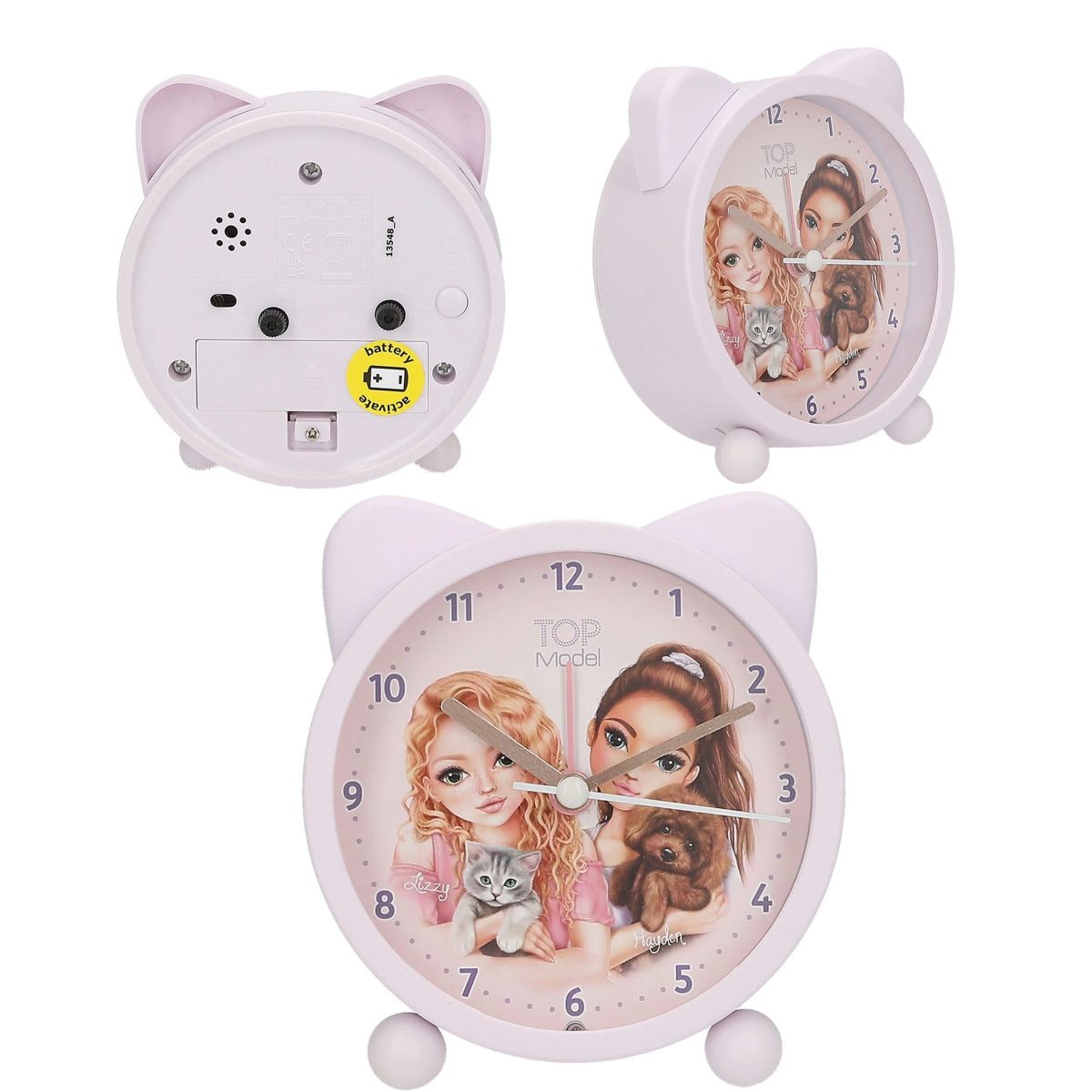 Depesche Spiel TOPModel Wecker KITTY & DOGGY - Süßer Kinderwecker mit Öhrchen & Licht