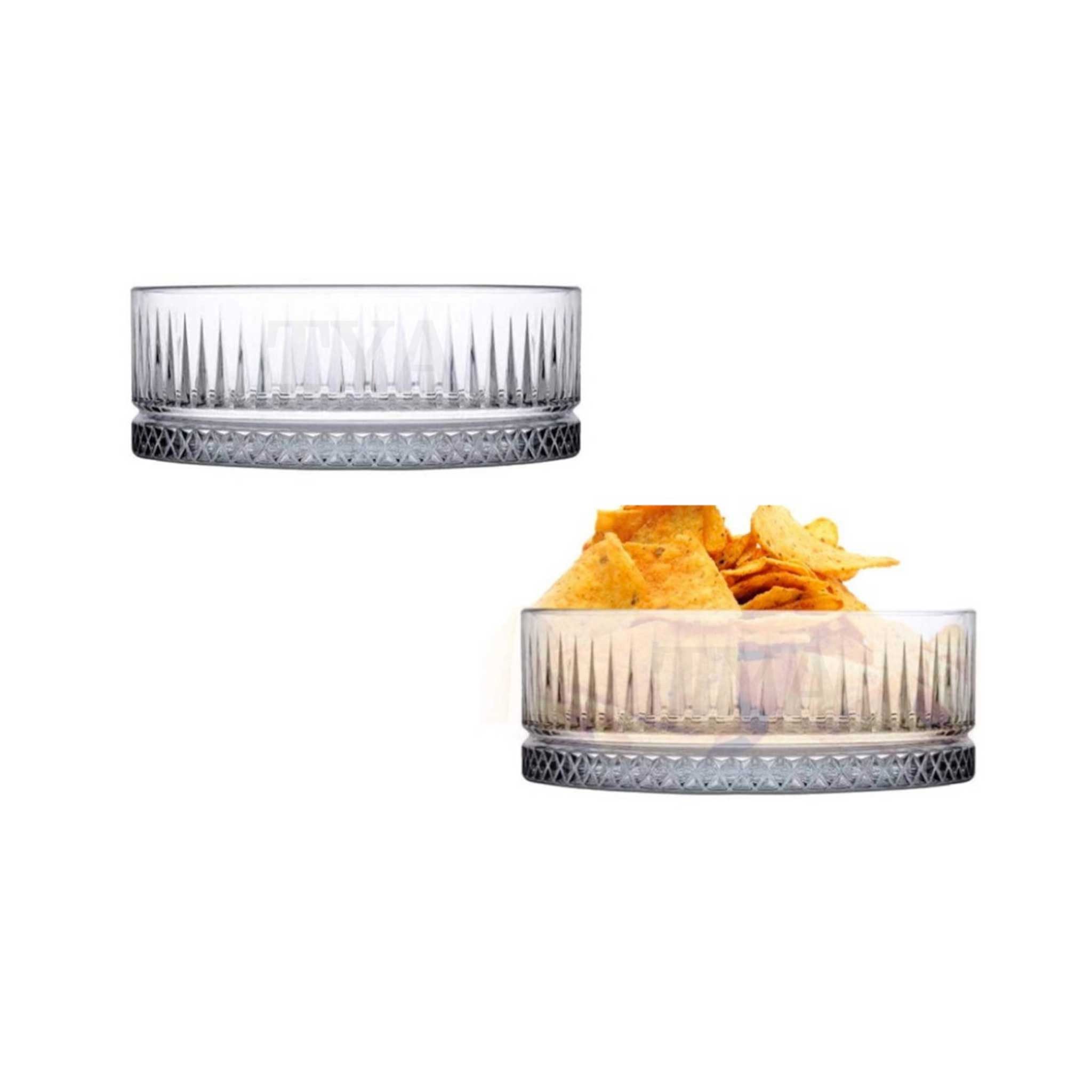 Pasabahce Schale Pasabahce Elysia Glasschale - 510 ml, Ø 13 cm, Glas, (2er-Set, 2-tlg), 2er-Set, 510ml, Rillendekor, stapelbar, spülmaschinengeeignet