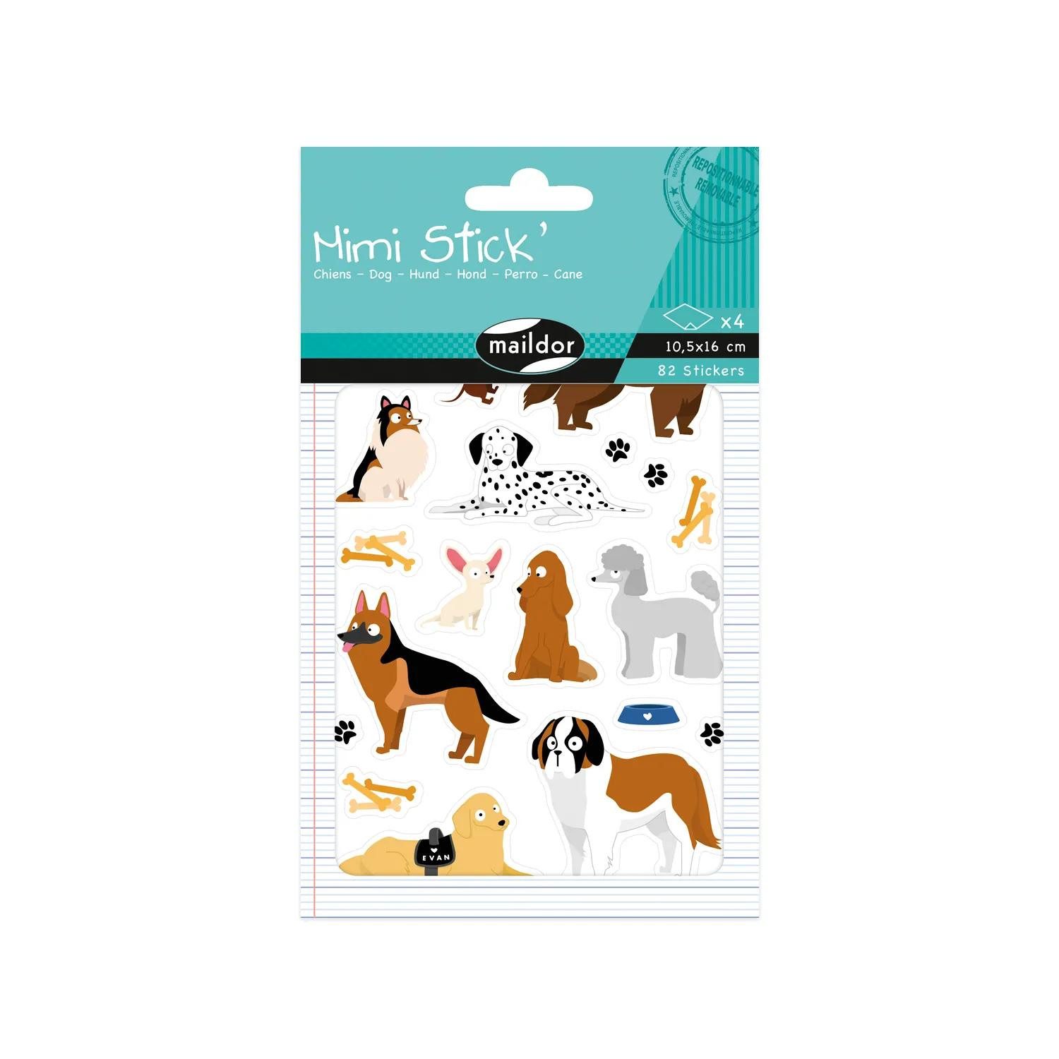 maildor Sticker 10x Mimi Stick, 4 Stickerbogen 10,5x16cm, Hunde - Mehrfarbig AE230C, Sticker A6