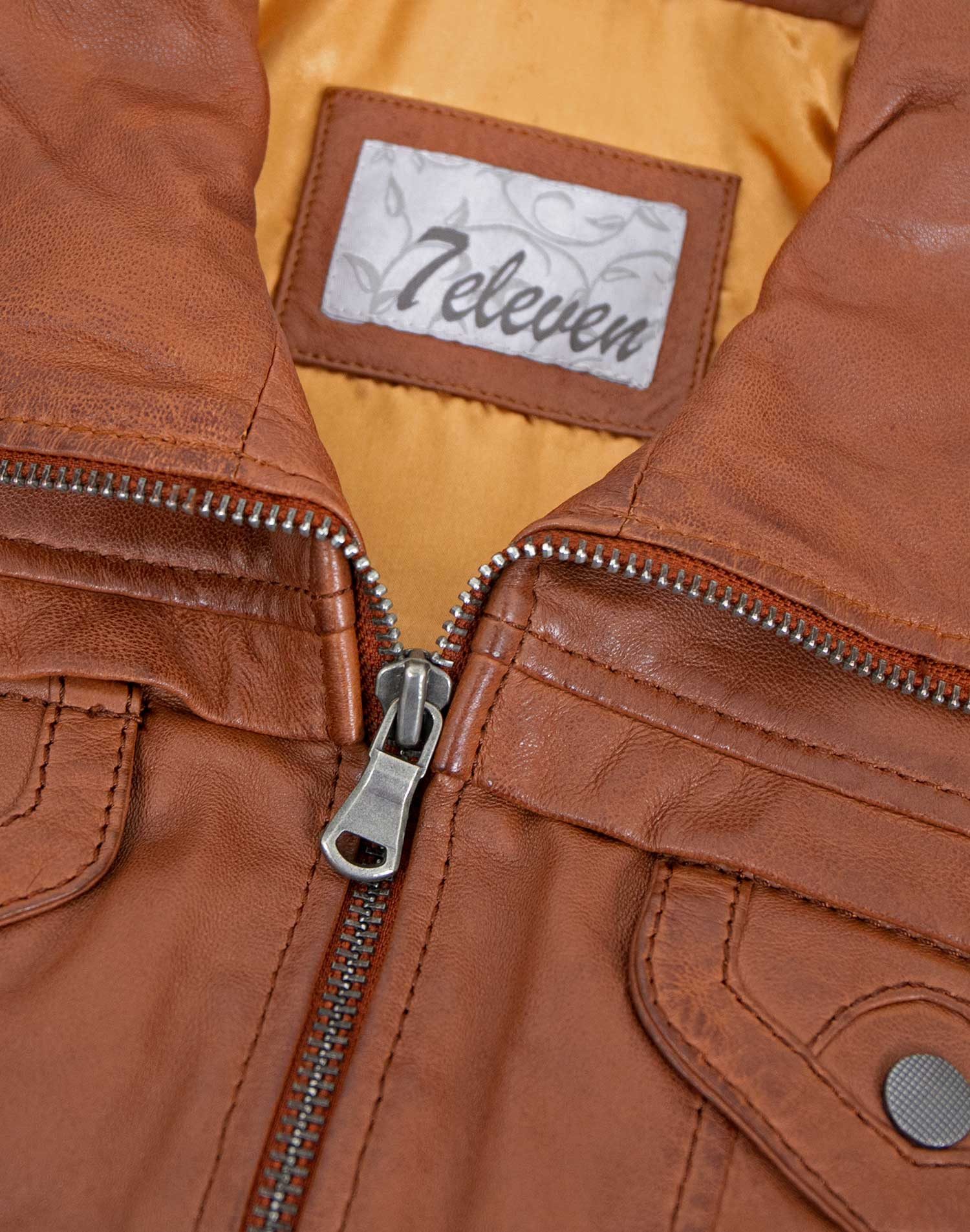 7eleven Lederjacke Modena 7eleven - Damen Lederjacke Lammnappa tobacco