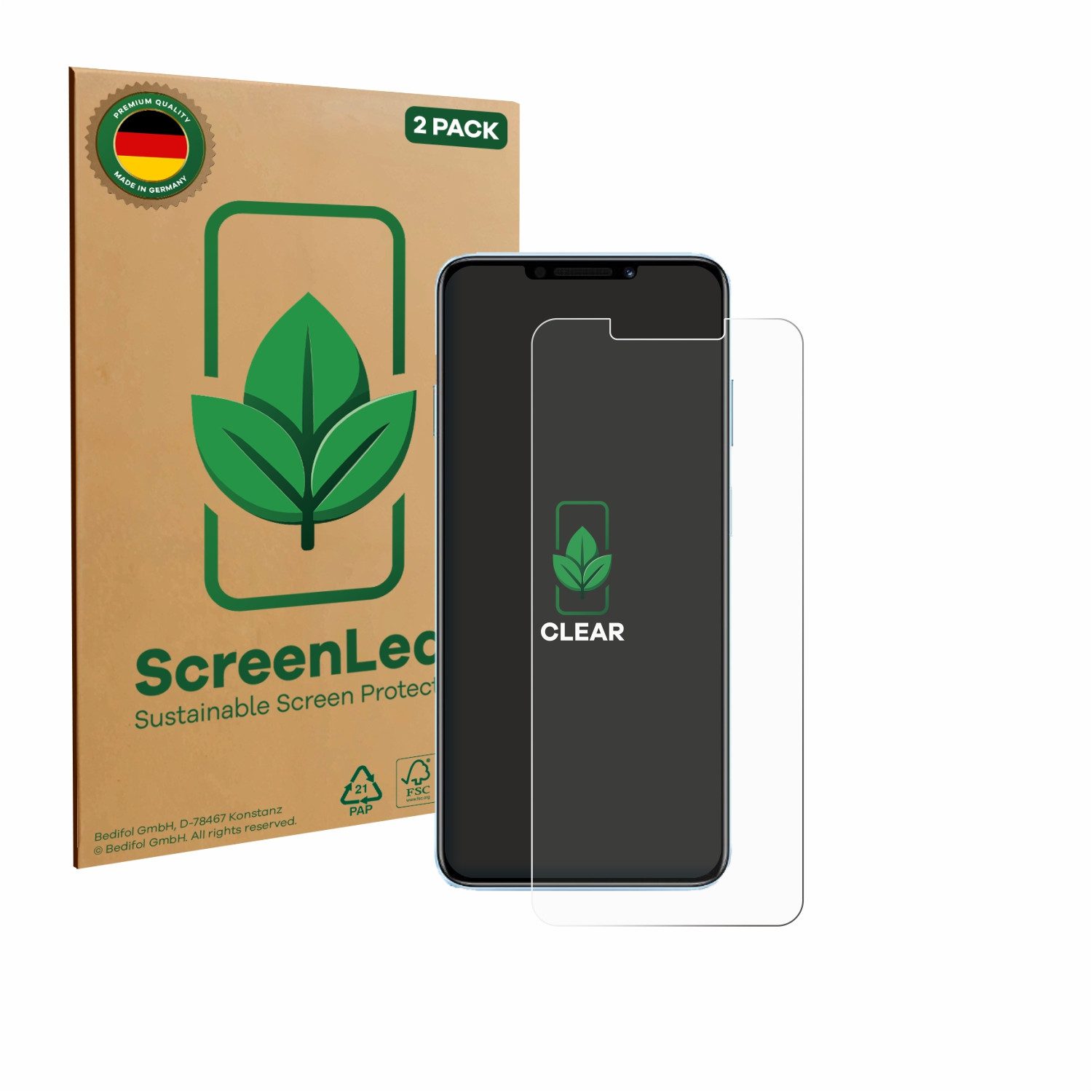 ScreenLeaf Displayschutzfolie Schutzfolie für Huawei Nova 14i, 2 Stück, nachhaltiger Displayschutz Schutz Folie Klar Transparent