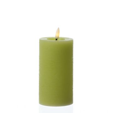 MARELIDA LED-Kerze LED Kerze LINA Rustik Optik Echtwachs flackernd Timer H: 15cm grün