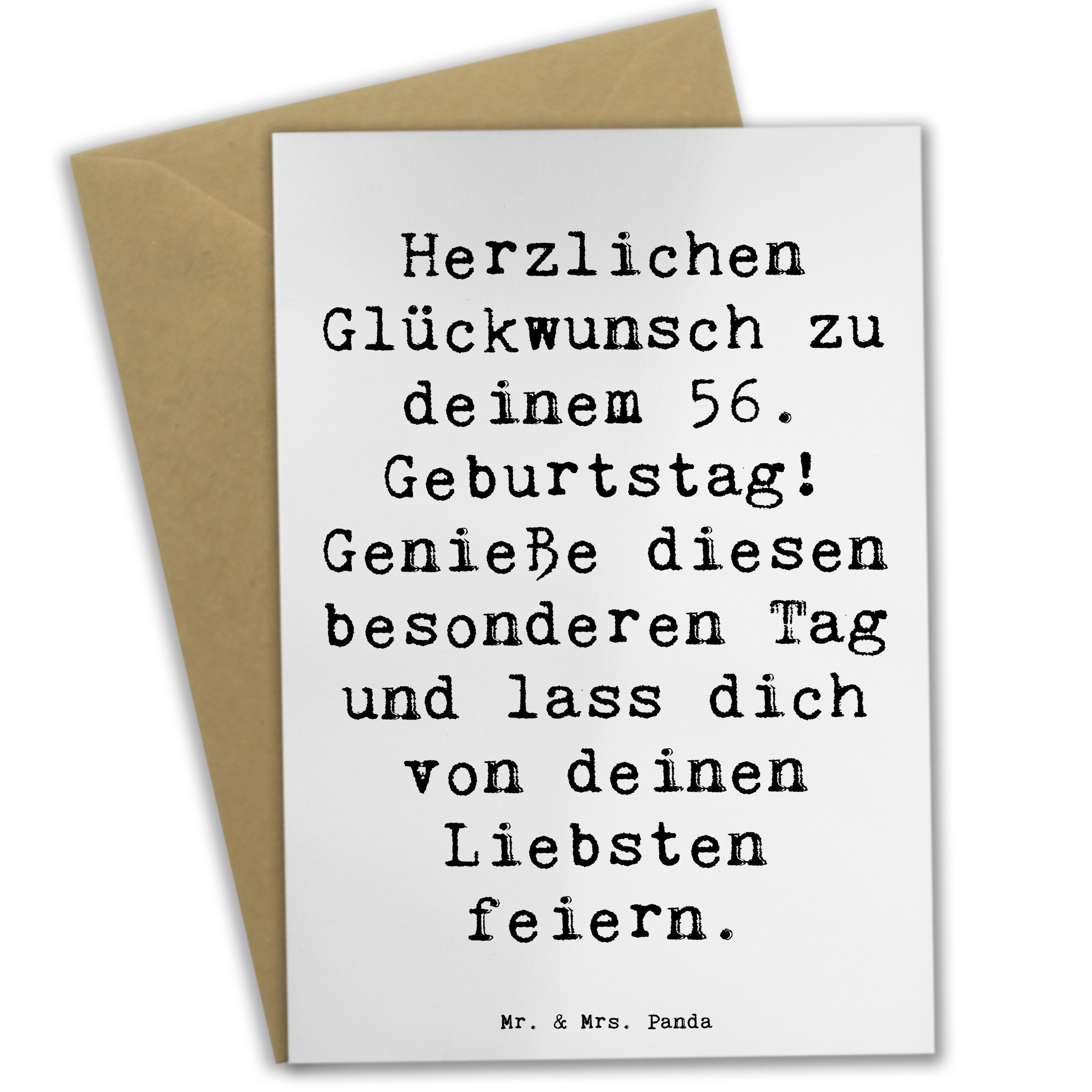 Grußkarte Spruch 56. Geburtstag - Weiß - Geschenk, Glück, Geschenkideen, Geburt