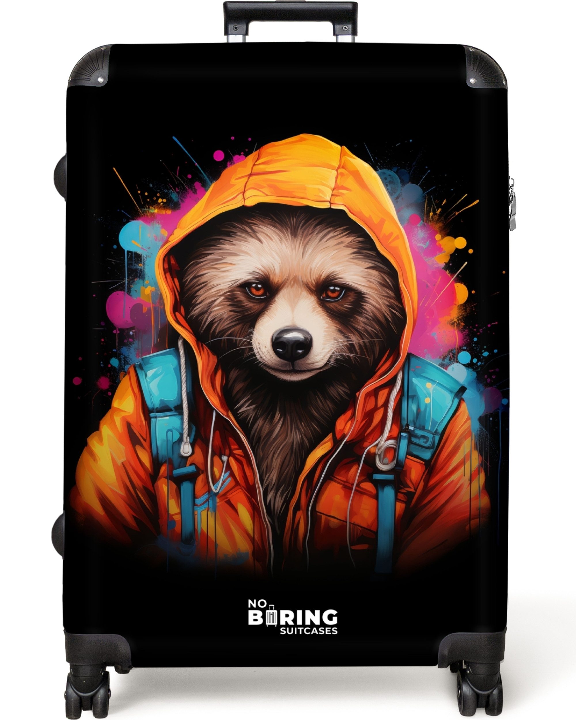 NoBoringSuitcases.com© Hartschalen-Trolley Waschbär mit orangefarbenem Fell günstig online kaufen