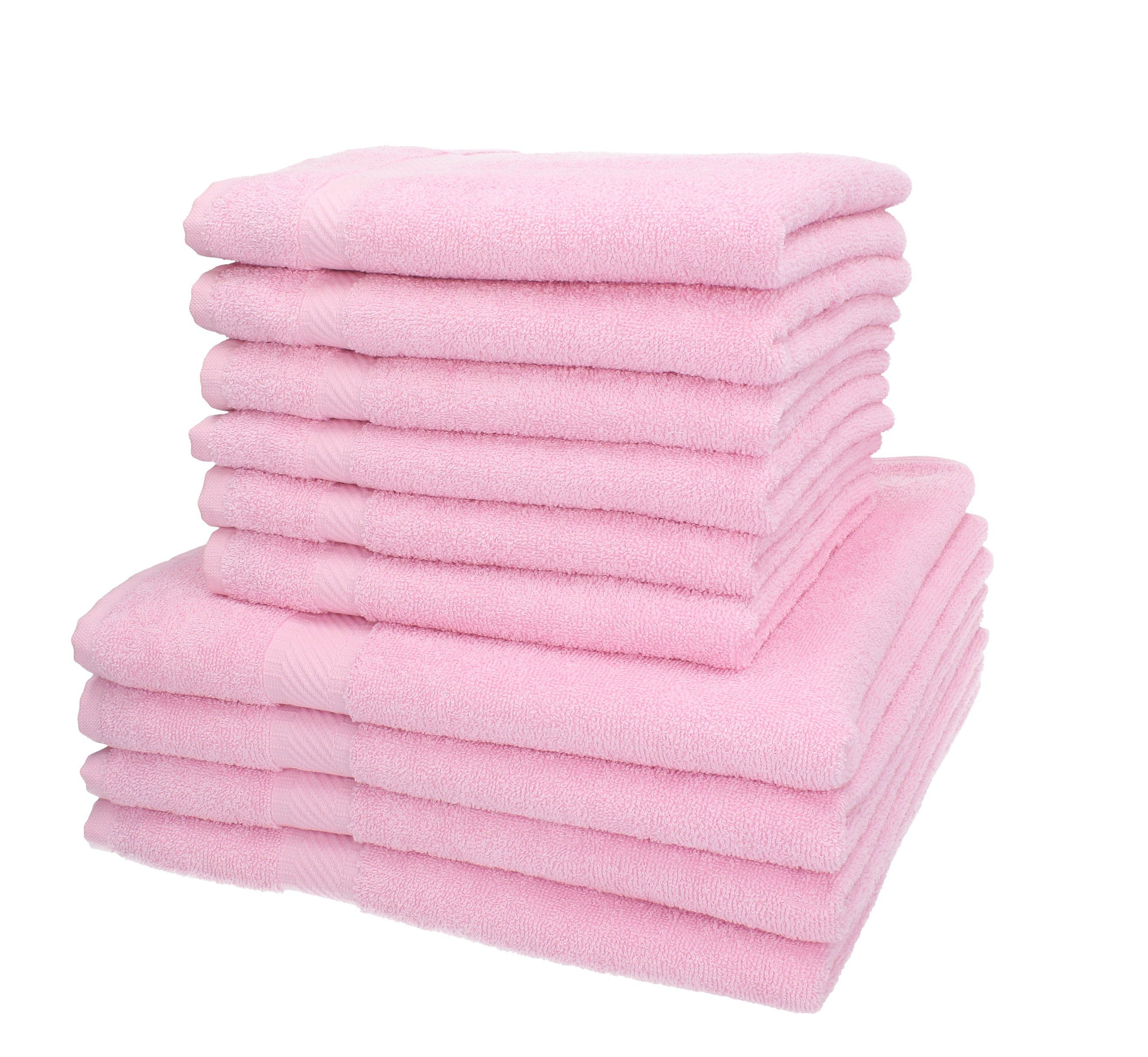 Betz Handtuch-Set 10-TLG. Handtuch Farbe Baumwolle rosé, Set Palermo 100%
