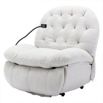 XDeer Massagesessel Elektrisch Relaxsessel mit Fernbedienung Handyhalter, Fernsehsessel Massagefunktion Wärmefunktion Ruhesessel Weiß
