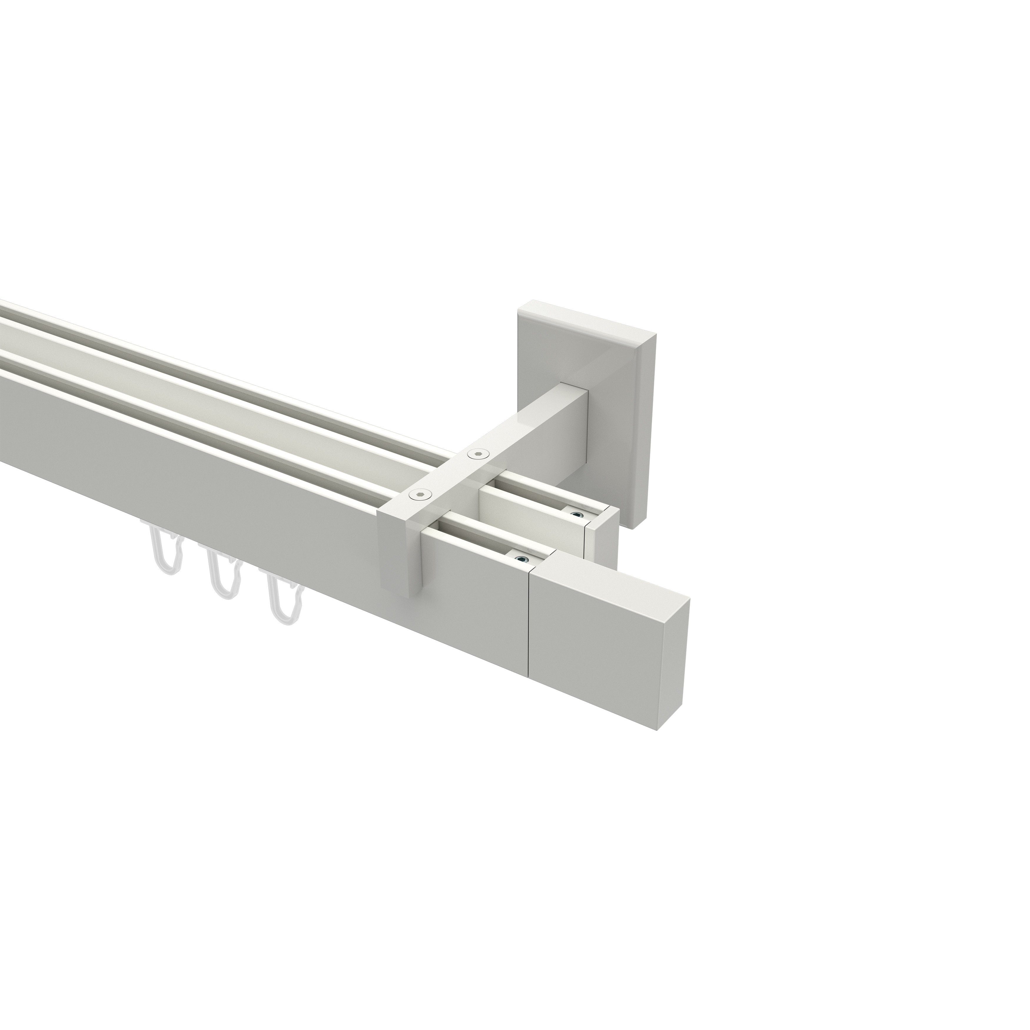 Gardinenstange Smartline Lox, INTERDECO, 2-läufig, 14x35 mm, eckig, Wandmontage, Weiß | Gardinenstangen