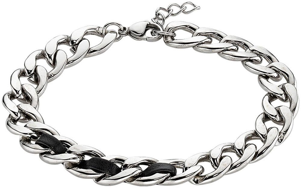 Bruno Banani Armband Schmuck Geschenk Edelstahlarmband mit Lederimitateinsatz