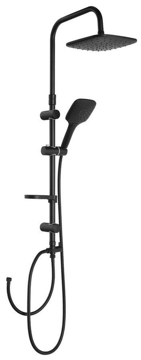 Aqualine Duschsäule KERA Duschsäule mit Armaturenanschluss, Schwarz matt, Höhe 128 cm, Aqualine-SL435