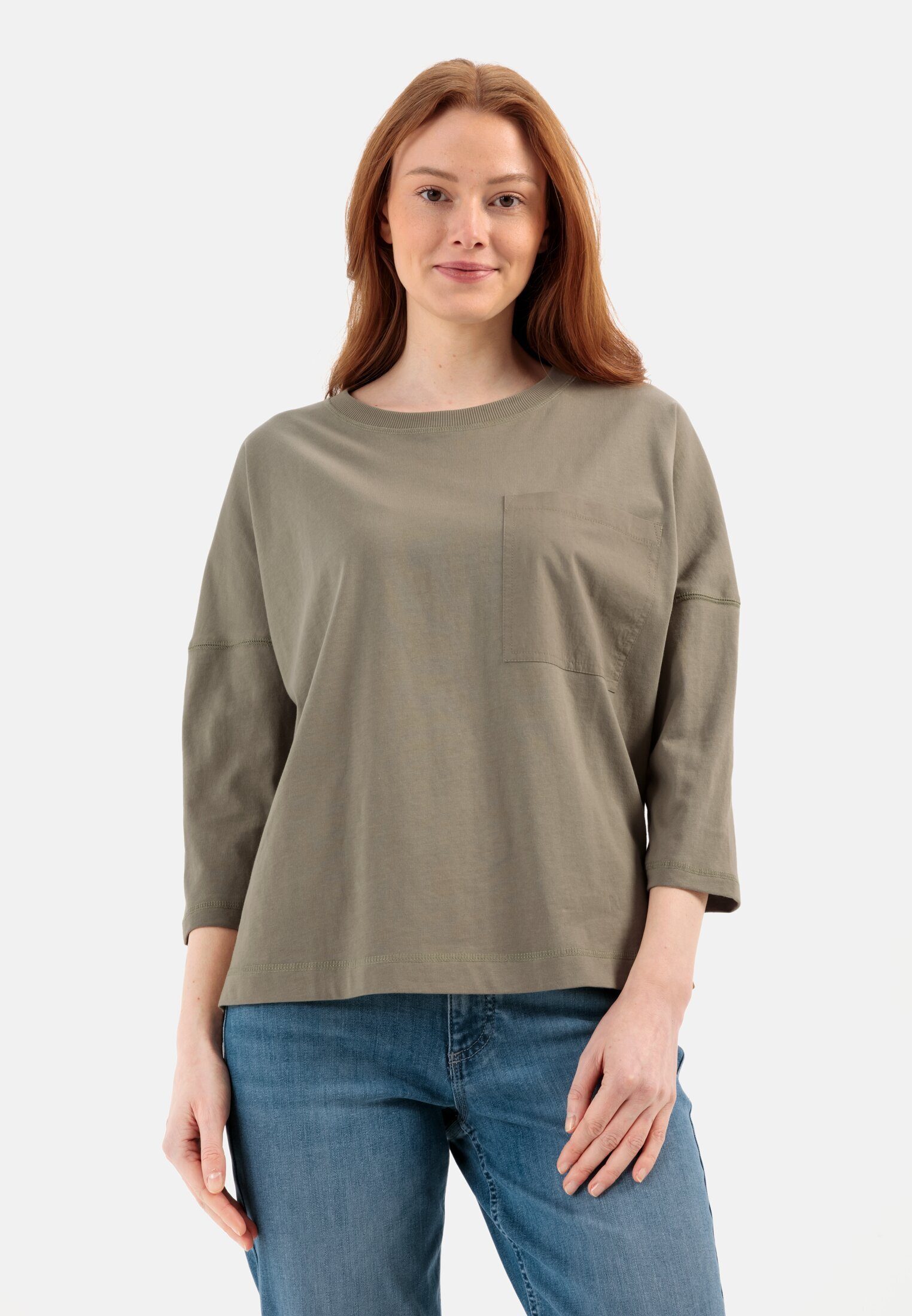 camel active T-Shirt mit 3/4- Ärmel Dreiviertelarm Rundhals