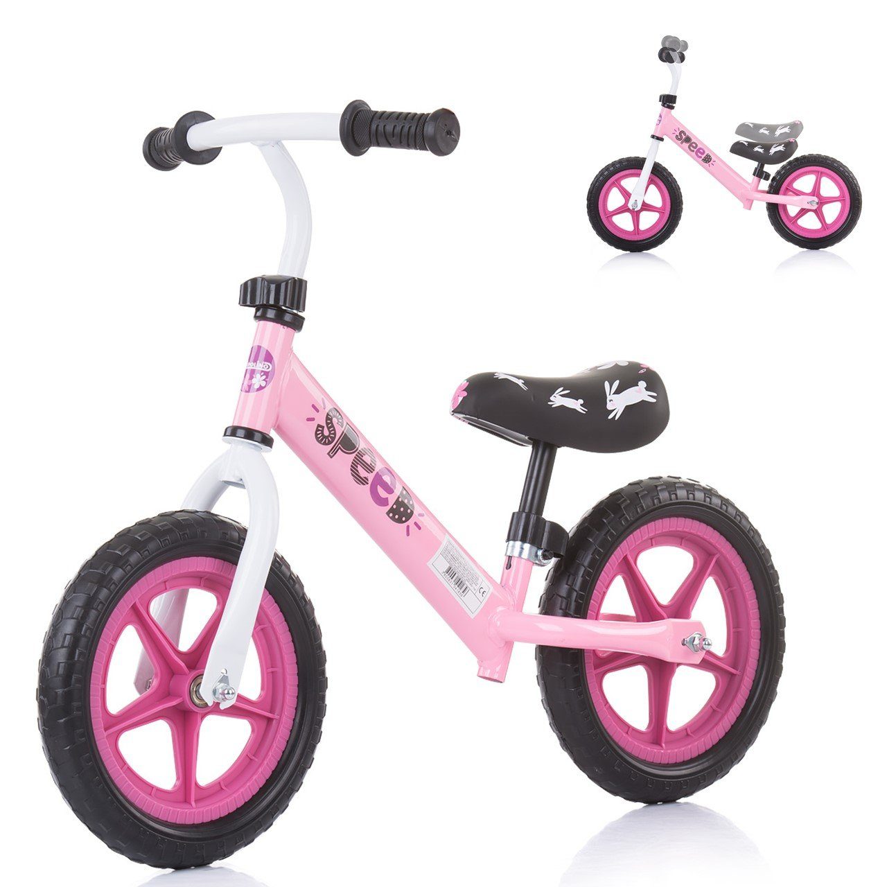 Chipolino Laufrad Laufrad Speed 12 Zoll 12 Zoll (30,48 cm) Zoll, 12 Zoll, Gummigriff, Lenkstange Sitz höhenverstellbar pink