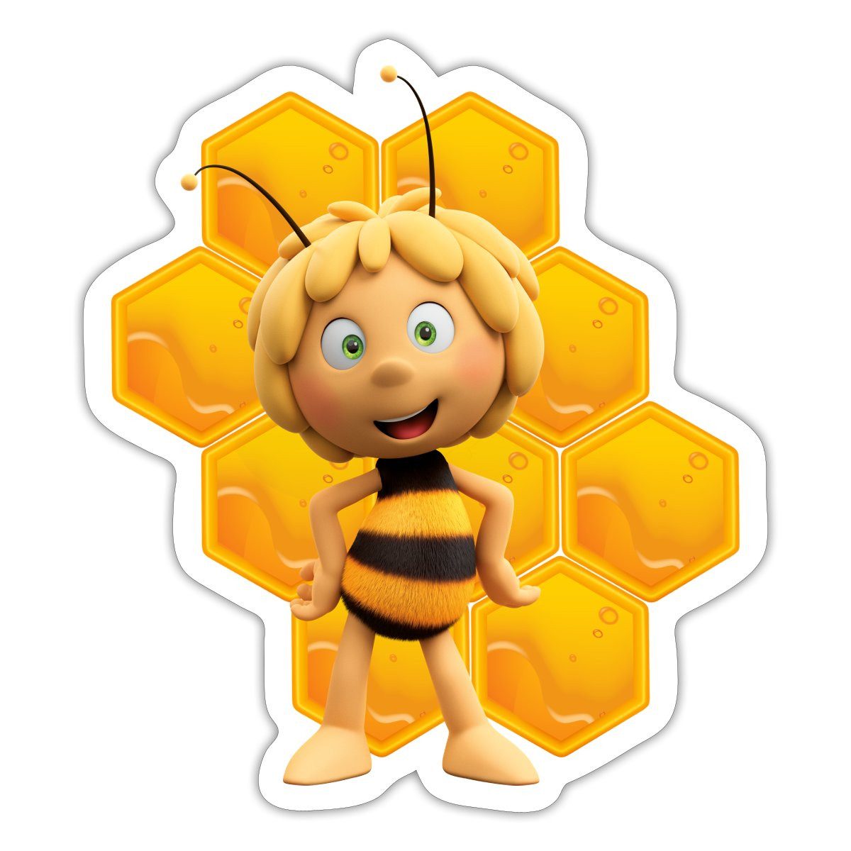 Spreadshirt Aufkleber Die Biene Maja 3 Maja Mit Bienenwabe Sticker Aufkleber