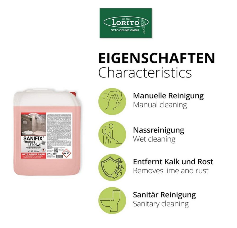 Thumbnail - Lorito Sanitärreiniger Kalklöser Kalkentferner Sanifix Fantastic 10 Liter Kalklöser