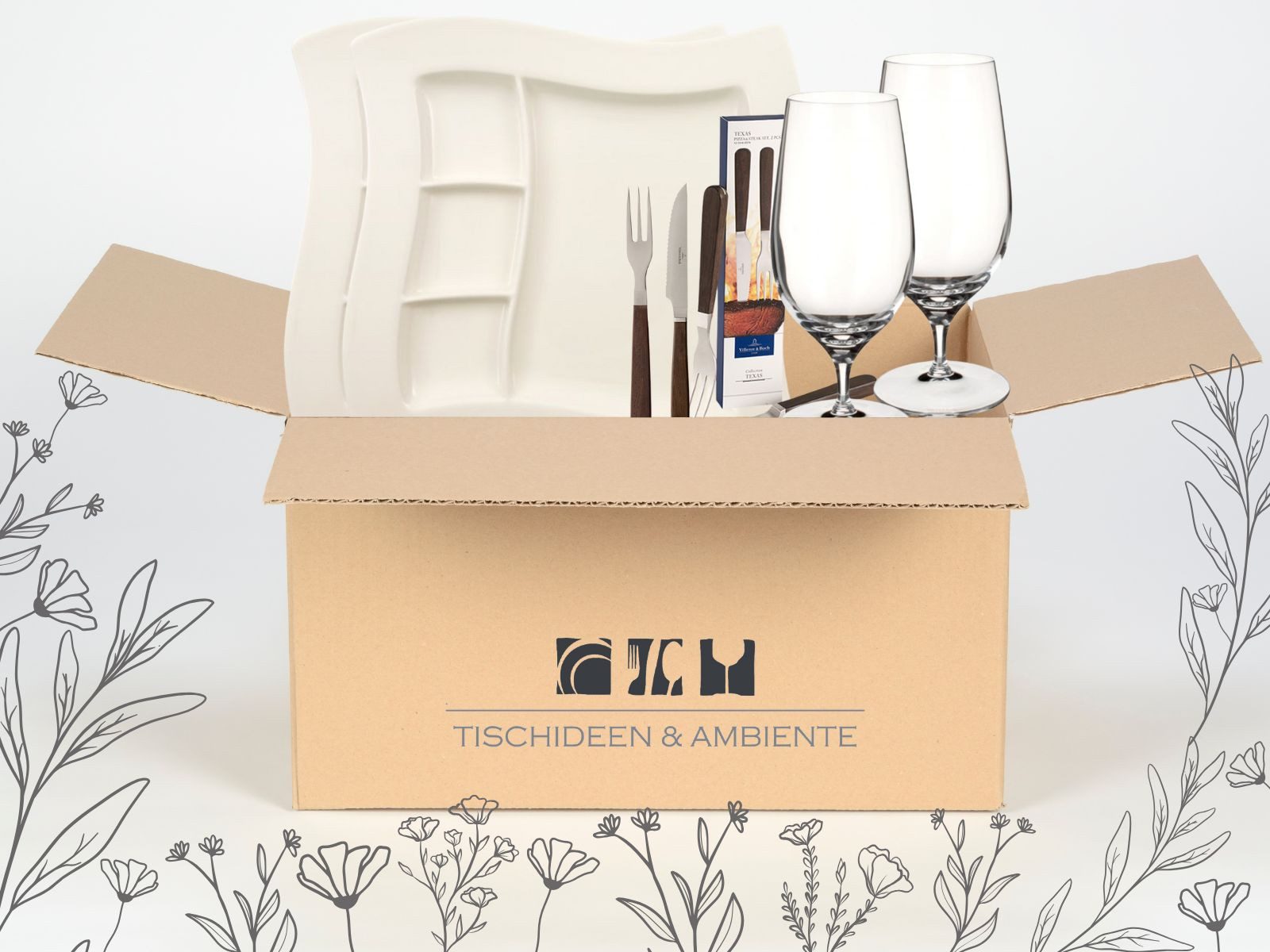 Villeroy & Boch Geschirr-Set Geschenkbox Männerabend Pils 6tlg, Premium Porcelain / Edelstahl / Glas