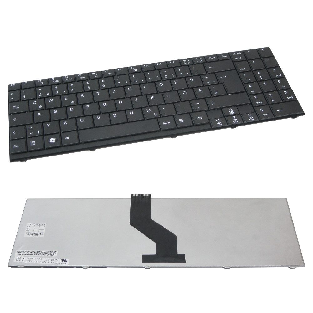 Trade-Shop Ersatzteil passend für MP-09A93U4-442, MP-09A96GB-442 Tastatur (Tastenbelegung: Deutsch, QWERTZ / Farbe: Schwarz / mit flachen Tasten)