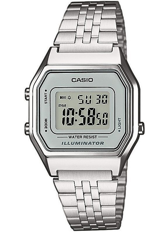 CASIO VINTAGE Chronograph LA680WEA-7EF, Quarzuhr, Armbanduhr, Damenuhr,Digitaluhr, Edelstahlarmband