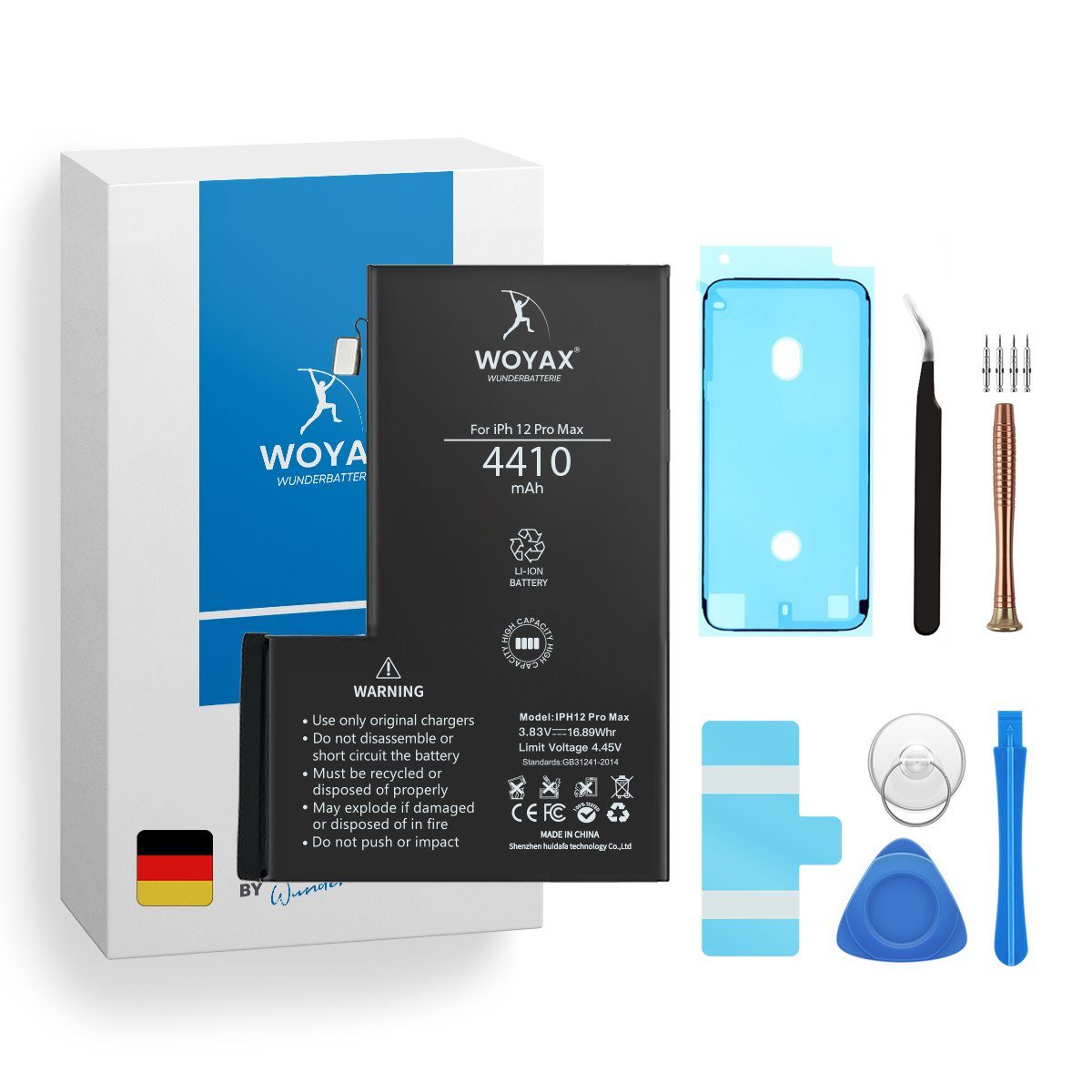 Ersatzakku mAh Pro Hohe für Akku 12 (3,83 Wunderbatterie Handy-Akku Woyax 4410 Kapazität V) Max iPhone