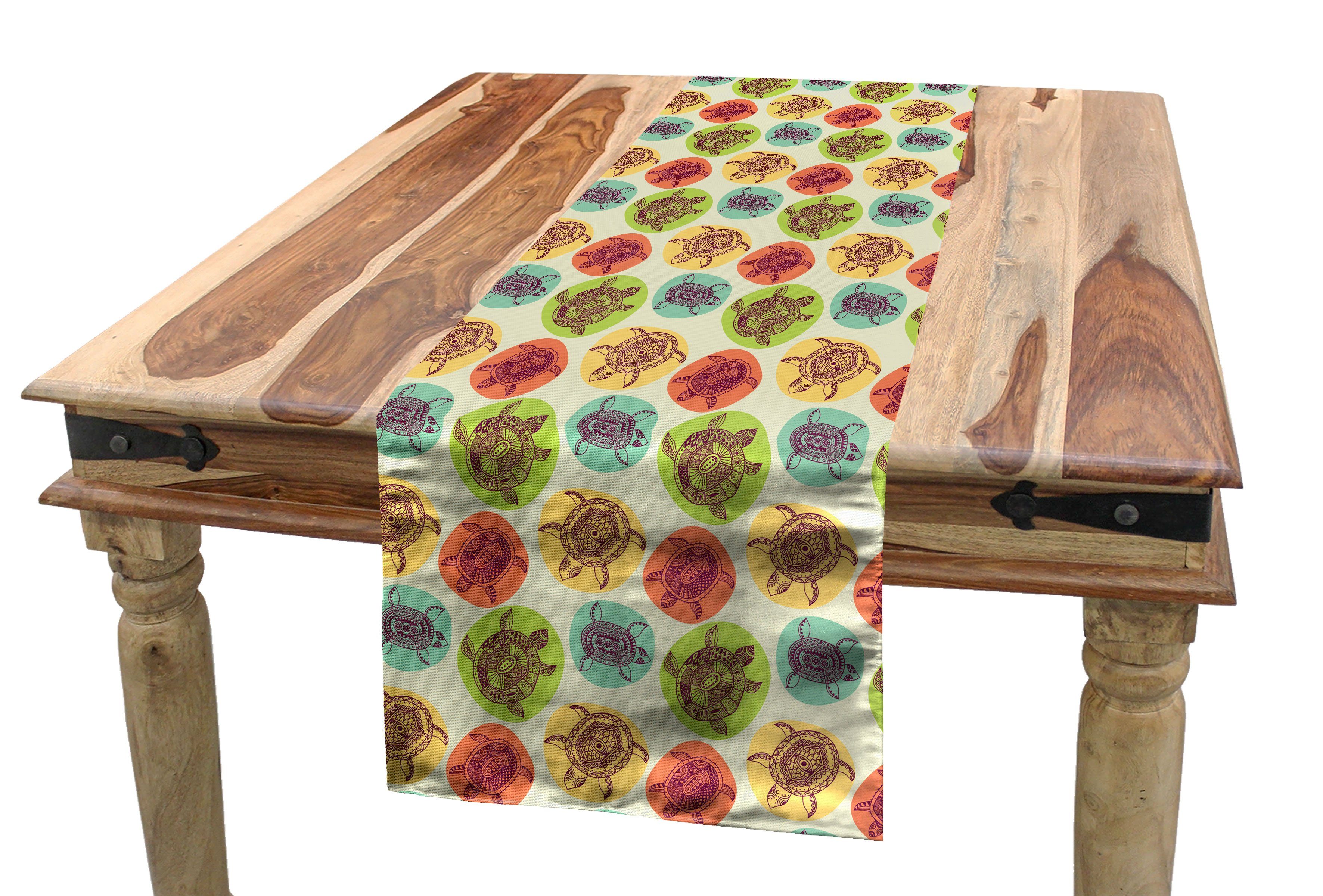Abakuhaus Tischläufer Esszimmer Küche Rechteckiger Dekorativer Tischläufer, Schildkröte Seetiere Farbe Blots