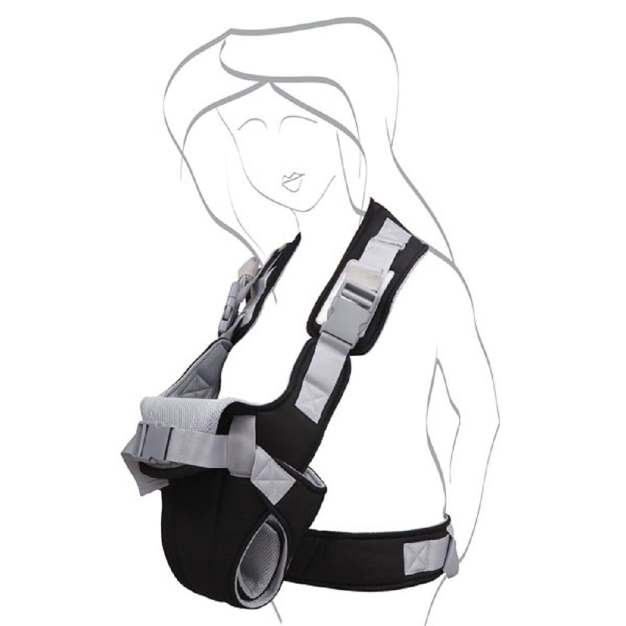 Moni Babytrage Babytrage Carry go 2 in 1, Bauch- und Hüfttrage von 3 Monaten bis 1 Jahr