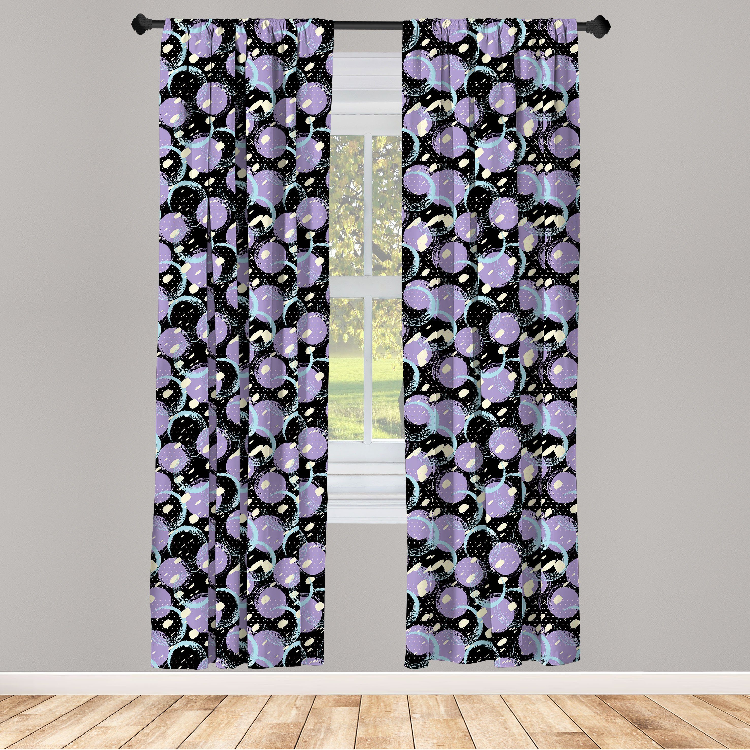 Gardine Vorhang für Wohnzimmer Schlafzimmer Dekor, Abakuhaus, Microfaser, Farbe Pinsel Blobs Tupfen