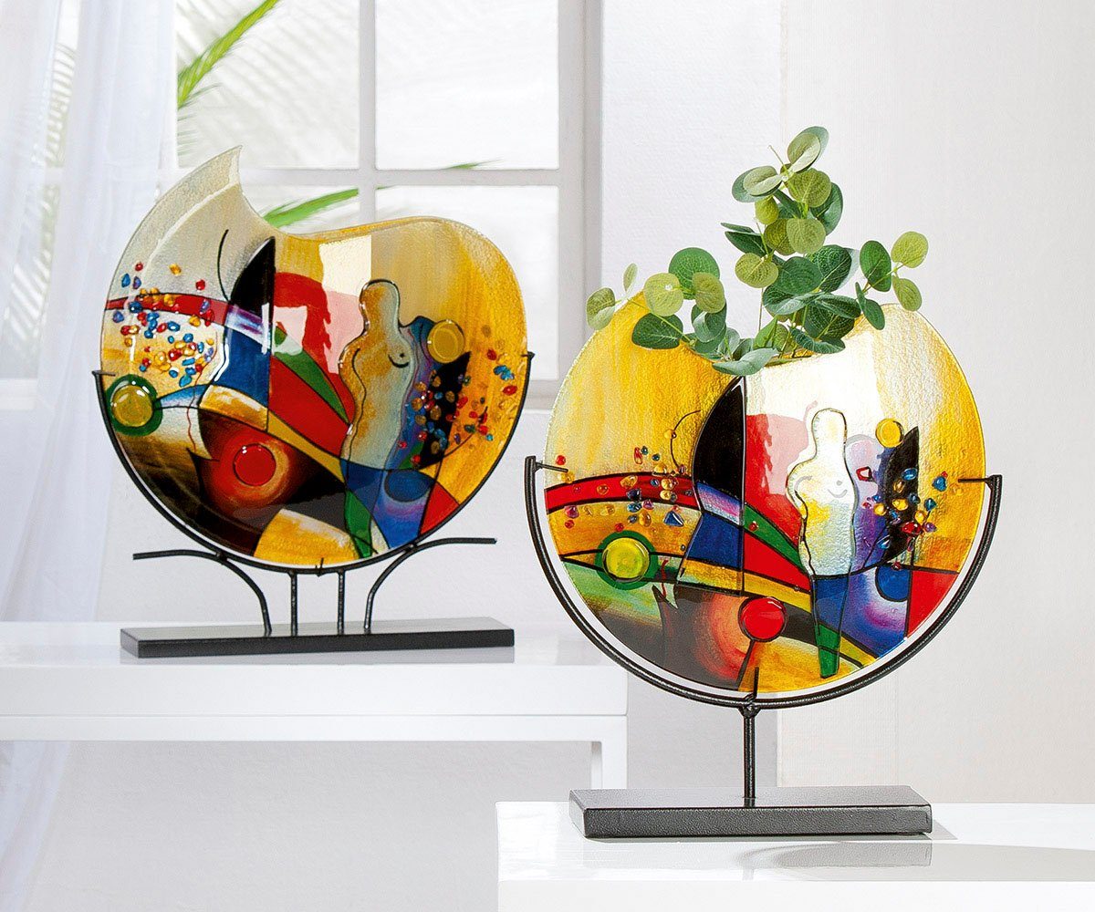 Casablanca by Gilde Tischvase Silhouette, Dekovase (1 St), Vase aus Glas, mit schwarzem Metallfuß, Höhe ca. 53 cm