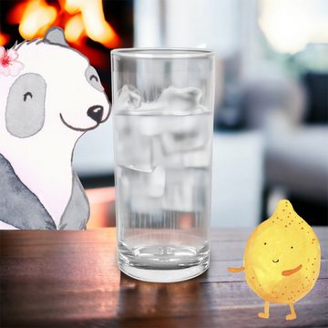 Mr. & Mrs. Panda Glas 200 ml Eule Federschmuck - Transparent - Geschenk, Abenteuer, Waldtie, Premium Glas, Magische Gravuren