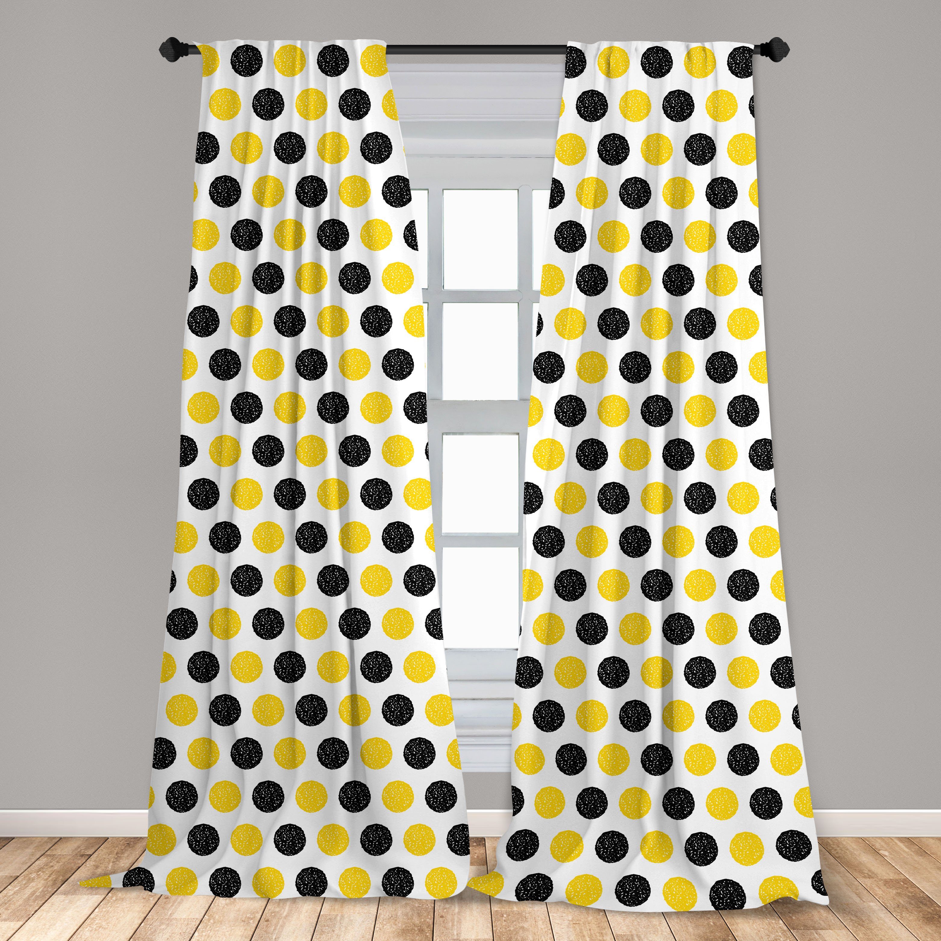 Abakuhaus, für Schlafzimmer und Gelb Wohnzimmer Runde Weiß Gardine Vorhang grungy Dekor, Microfaser,