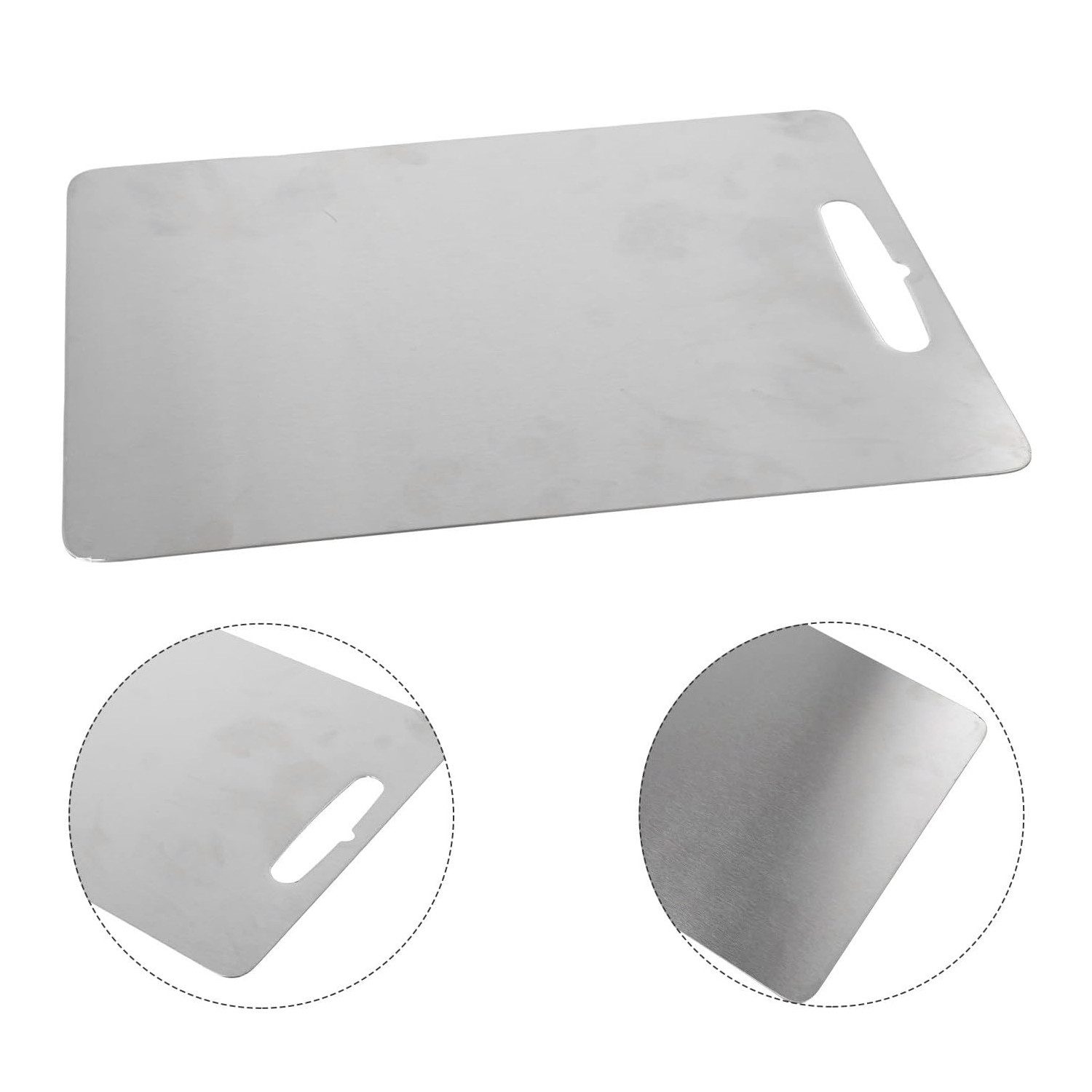 REDOM Schneidebrett Küchenbrett Edelstahl Kochbrett Hackbrett Schneideunterlage, Edelstahl, (Küchenzubehör Schneidebrett für Küche Camping oder Outdoor, 1-St., aufhängbar zur Aufbewahrung in sechs Größen erhältlich), leicht zu reinigen doppelseitig hygienisch spülmaschinengeeignet