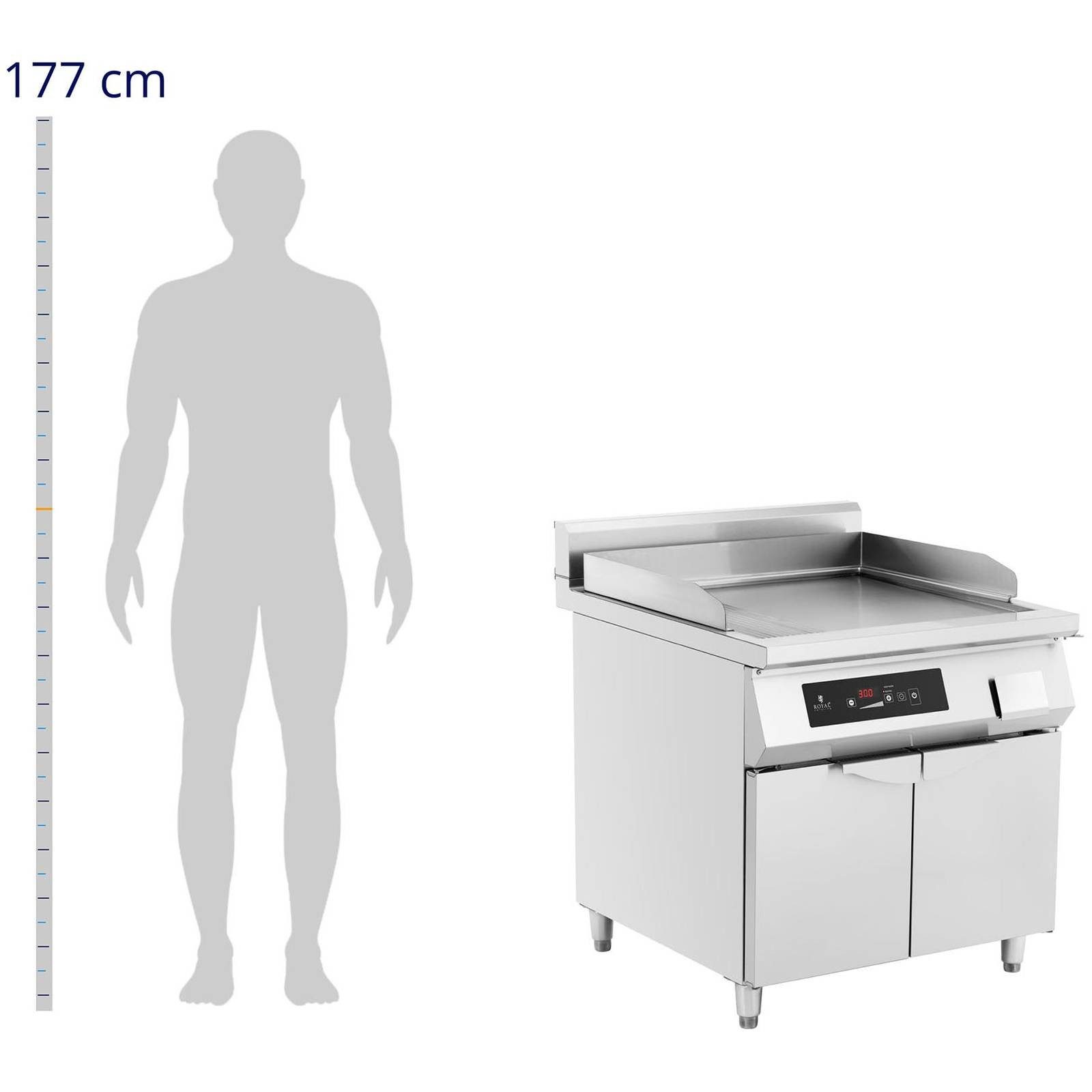 Royal Catering Elektrogrill Induktionsgrill Grillplatte 10.000 W glatt Timer Gastro Profi 380V LED, 10000 W
