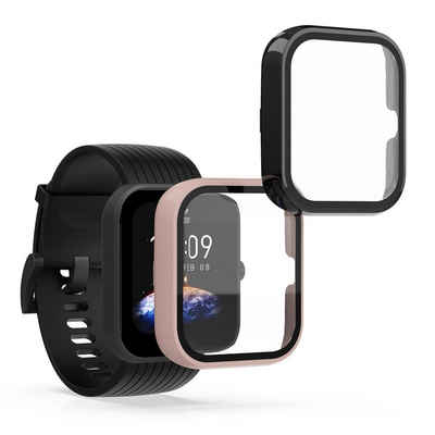 kwmobile Smartwatch-Hülle 2x Hülle für Huami Amazfit Bip 3 / Bip 3 Pro, Fullbody Fitnesstracker Glas Cover Case Schutzhülle Set