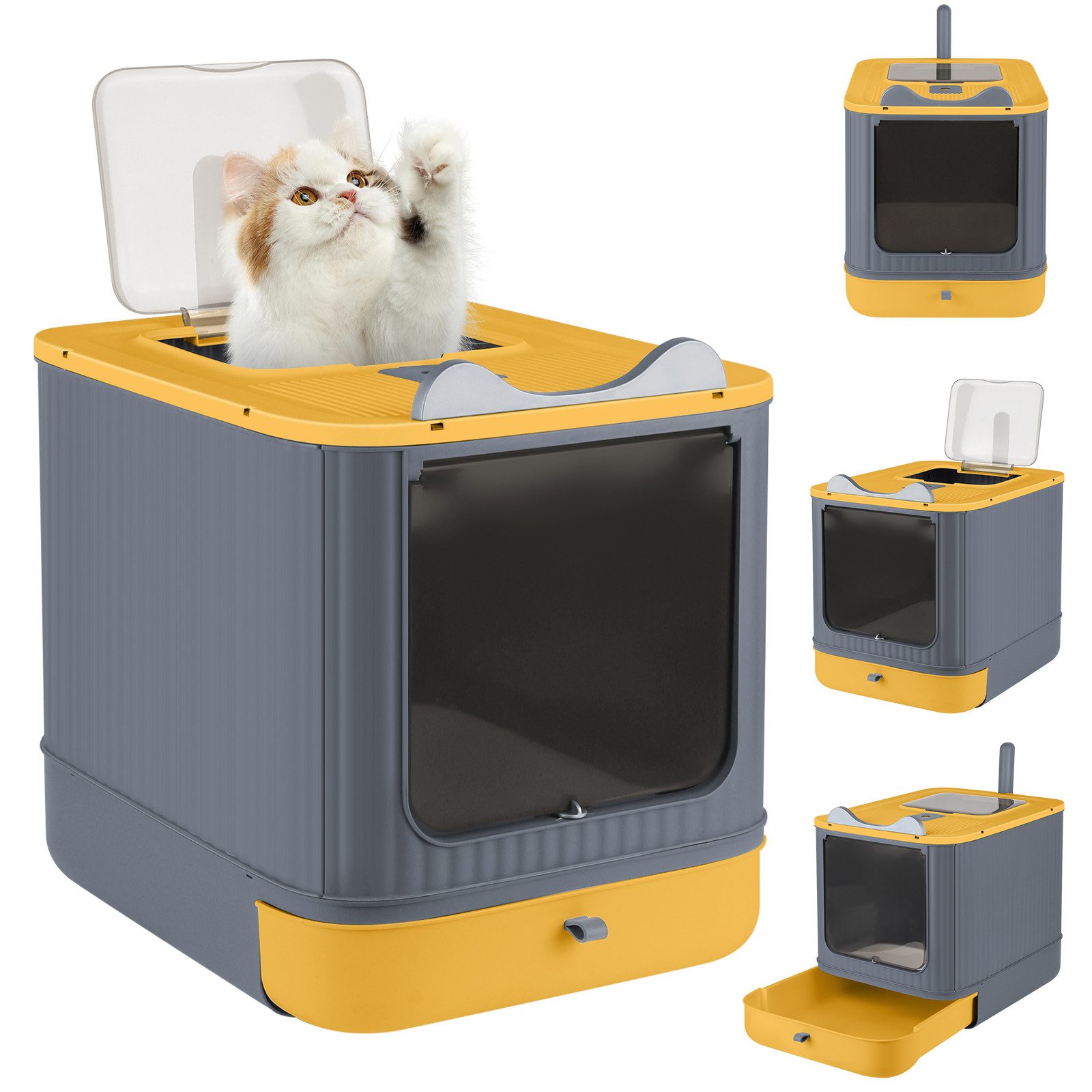 JEOBEST Katzentoilette Katzenklo mit Deckel Schaufel Aktivkohlefilter