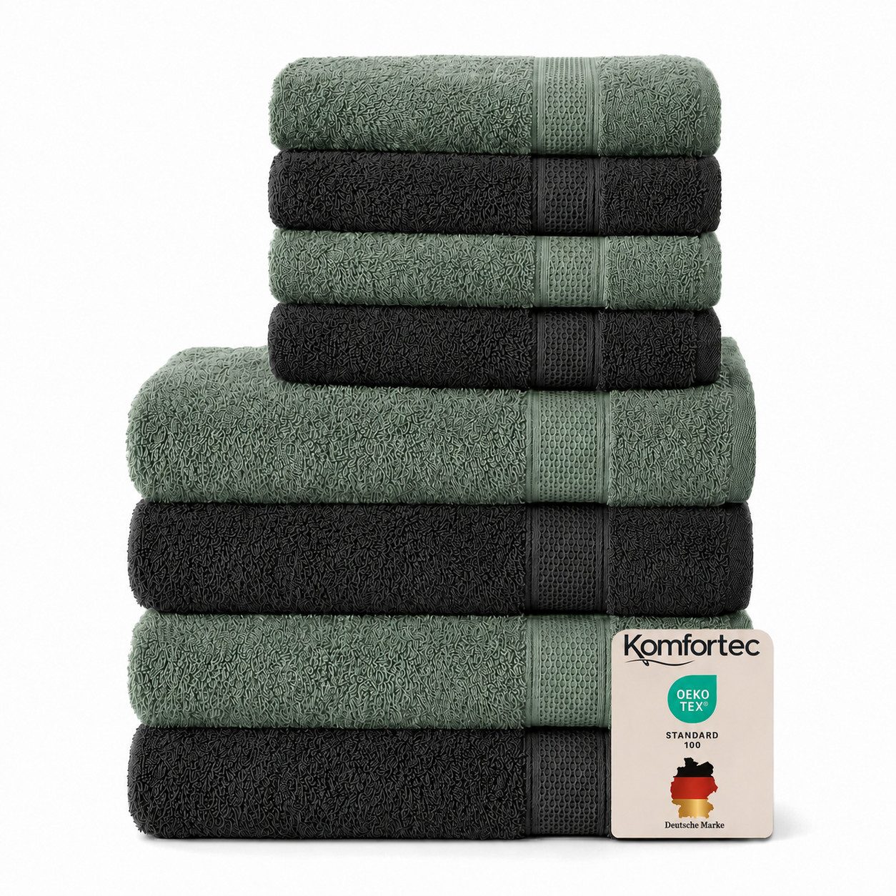 Komfortec Handtuch Set aus 100% Baumwolle, 4 Handtücher 50x100 cm und 4 Badetücher 70x140 cm, Frottee (Packung, 8-St), Duschtücher & Badehandtuch, Weich, Towel, Groß