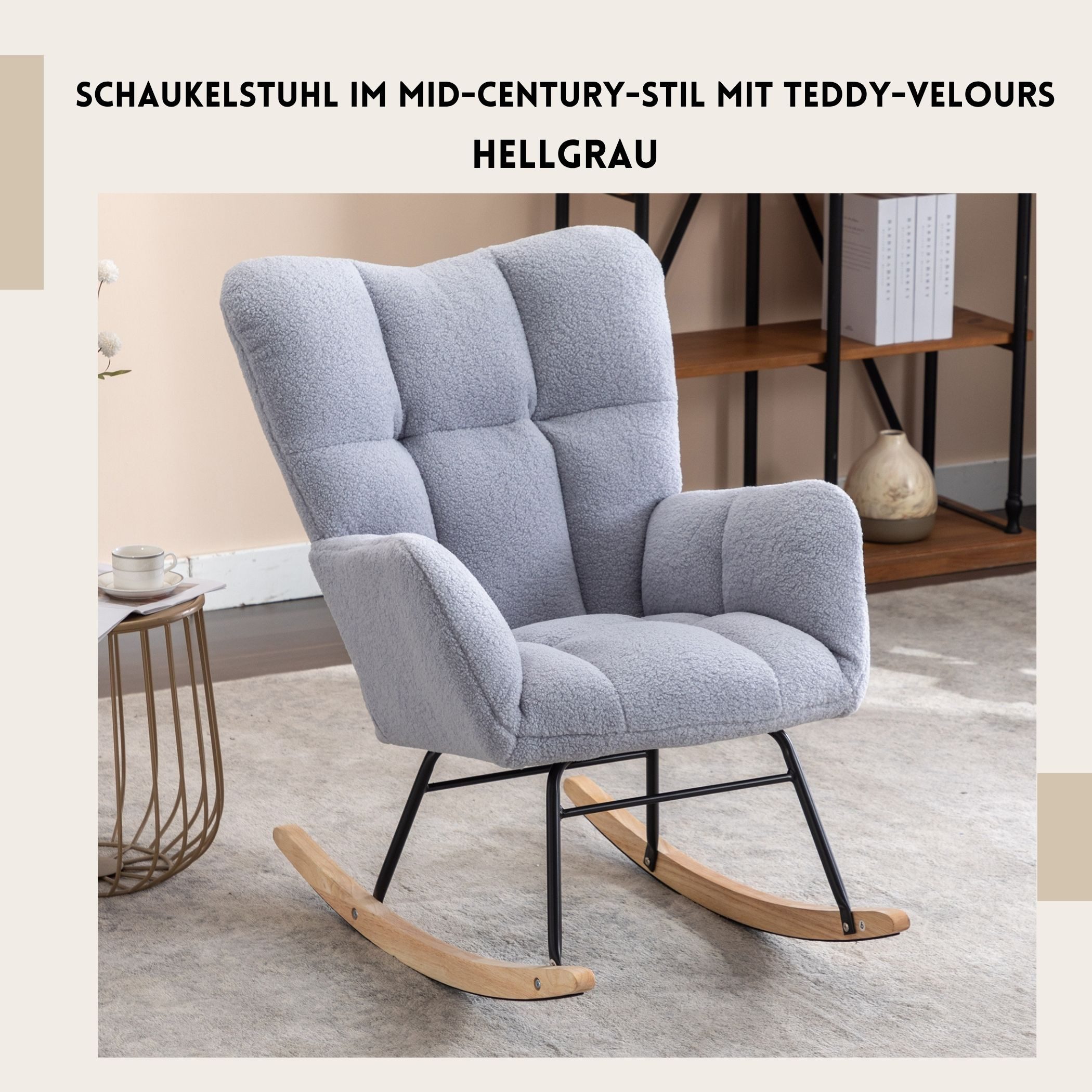 SeedWave Schaukelstuhl im Mid-Century-Stil mit Teddy-Velours, günstig online kaufen