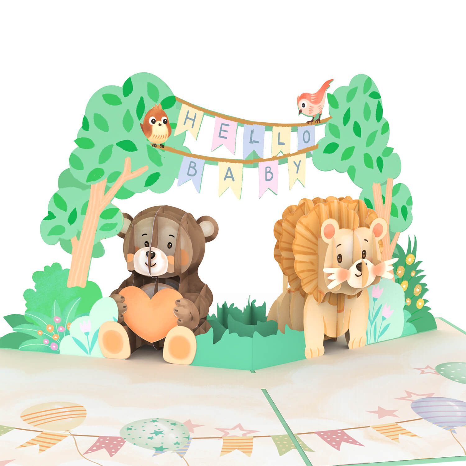 papercrush Geburtskarte Hello Baby, Pop-Up Karte zur Geburt von Mädchen & Jungen, Handgemacht