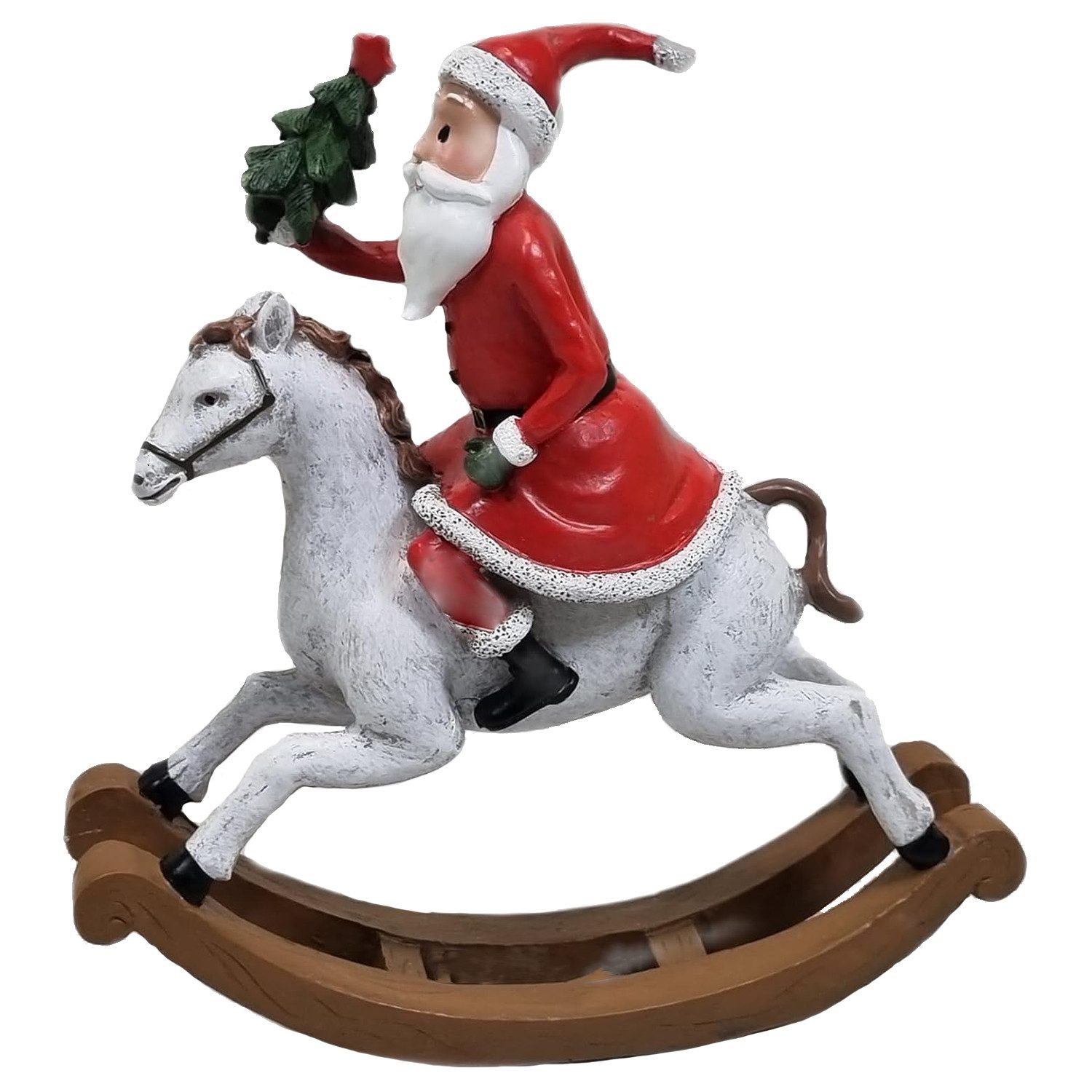 Weihnachtsmann auf Schaukelpferd Weihnachtsfigur Weihnachtsdeko