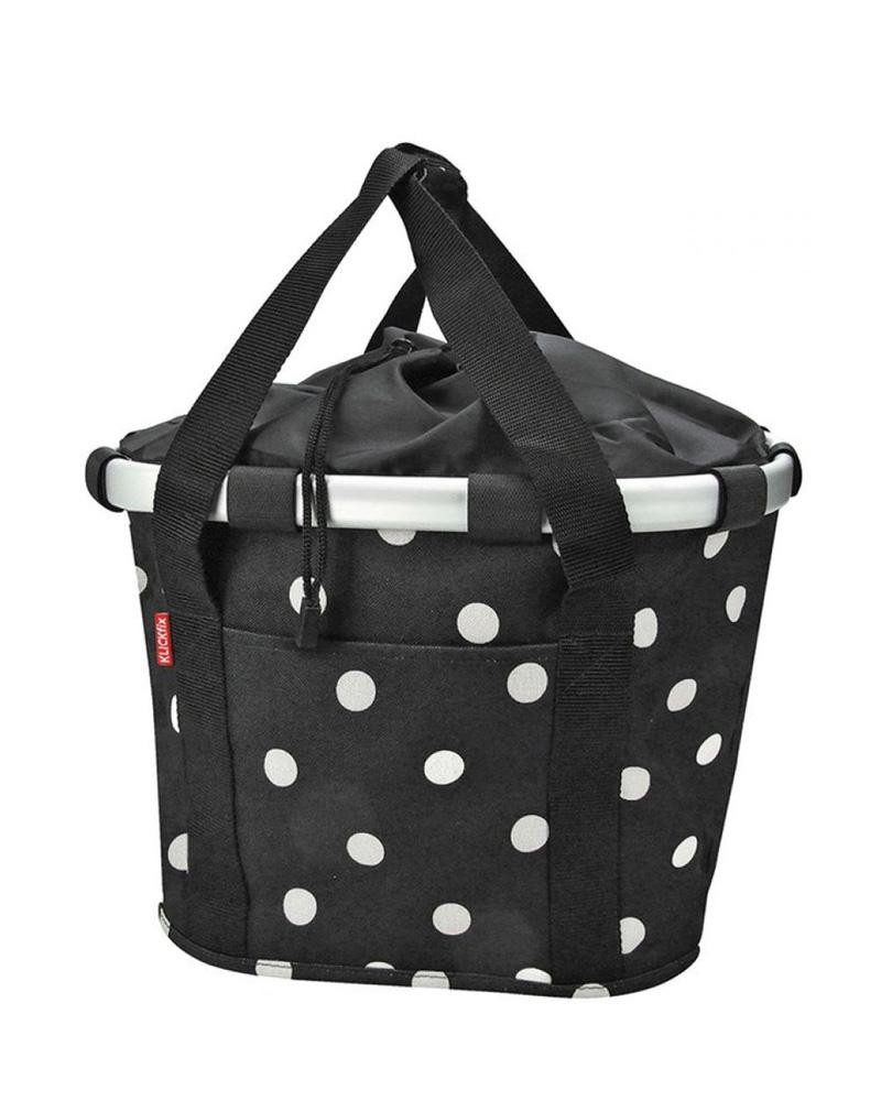 KlickFix Fahrradkorb KLICKfix Fahrradkorb Fahrradtasche Bikebasket Reisenthel black dots 28