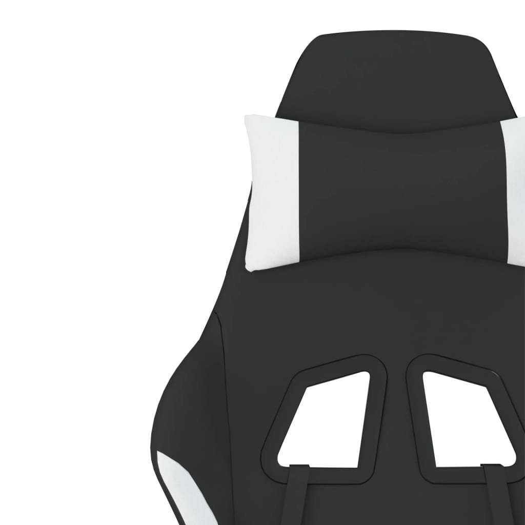 furnicato Gaming-Stuhl & Weiß St) Massage und Stoff Schwarz mit (1 Fußstütze