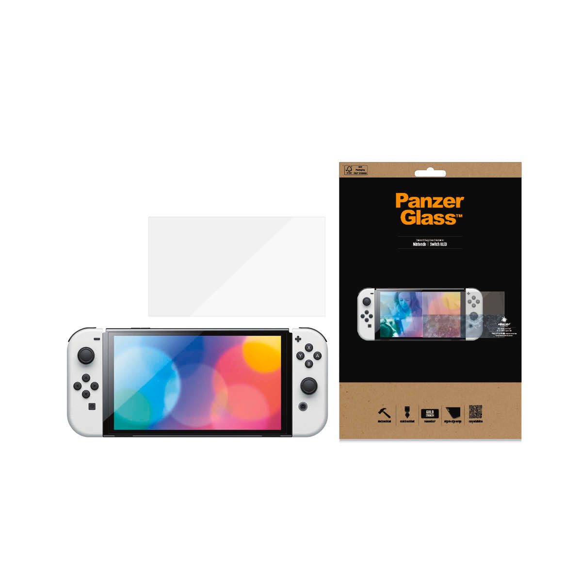 PanzerGlass Screen Protector für Nintendo Switch, Displayschutzglas, 1 Stück, Bildschirmschutz, Displayschutzfolie,Einfach anbringen,kratz-&stoßfest