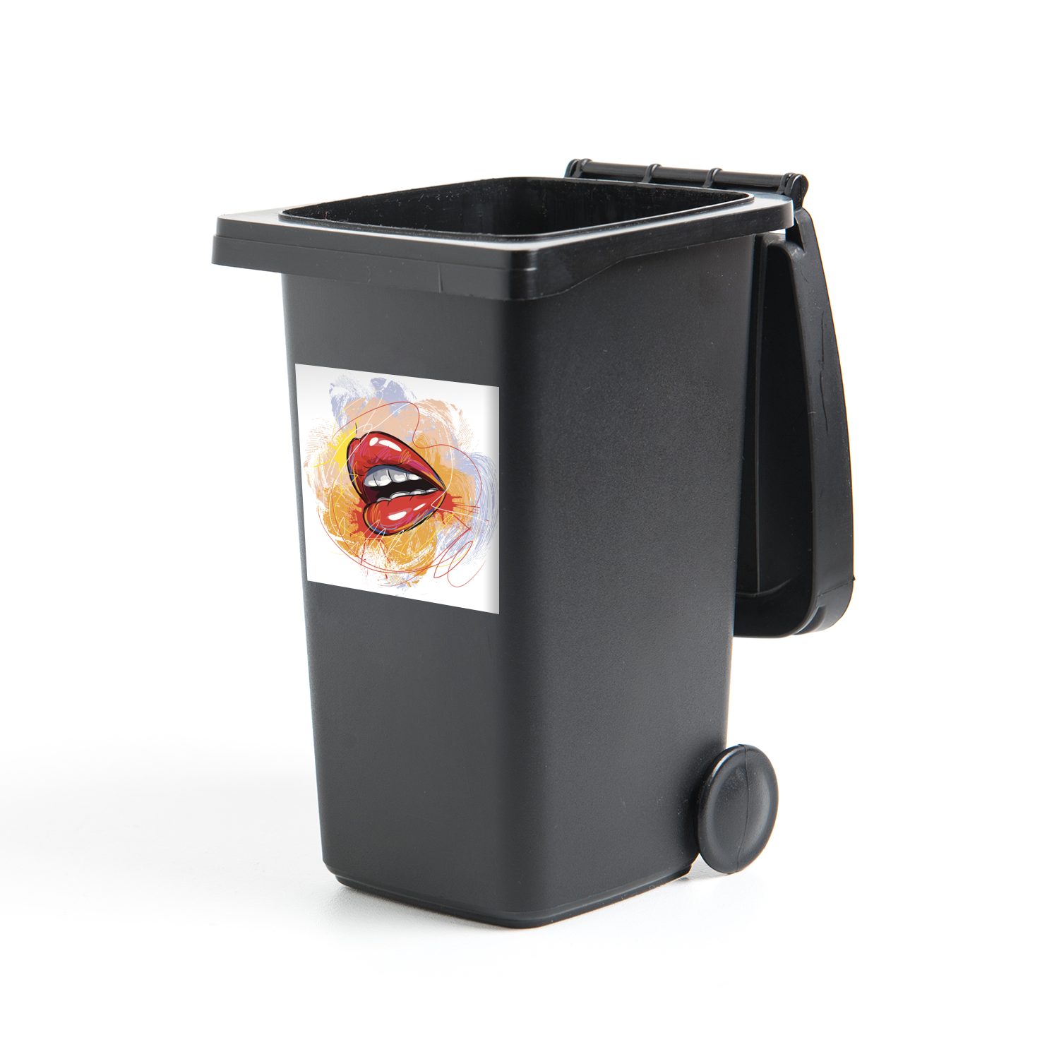 MuchoWow Wandsticker Eine Illustration eines Paares roter Lippen (1 St), Mülleimer-aufkleber, Mülltonne, Sticker, Container, Abfalbehälter