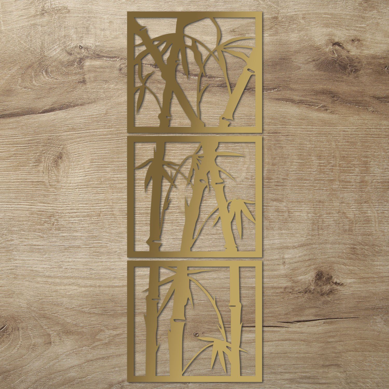 XXL Wanddeko Bambus Namofactur Gold Holz Wanddekoobjekt