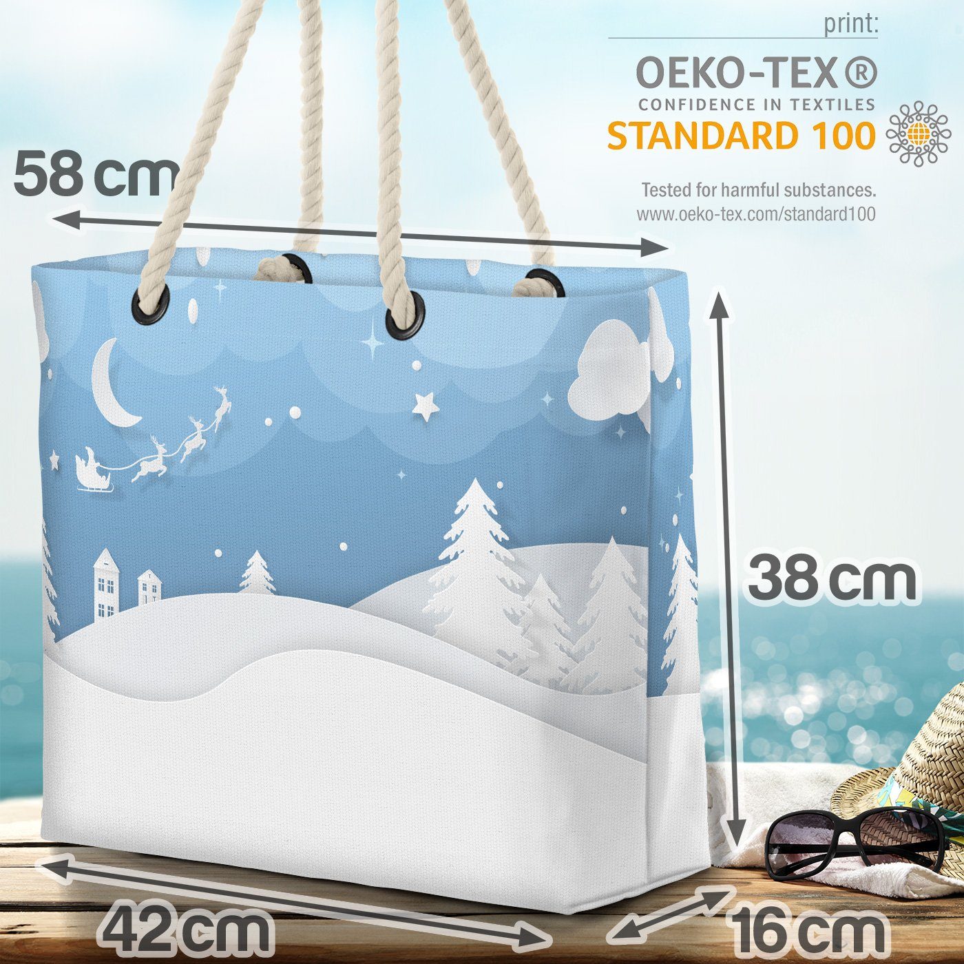 VOID Strandtasche (1-tlg), Winterlandschaft Schnee Bag Schnee Winter Beach Geschenke Lan Frohe Weihnachten