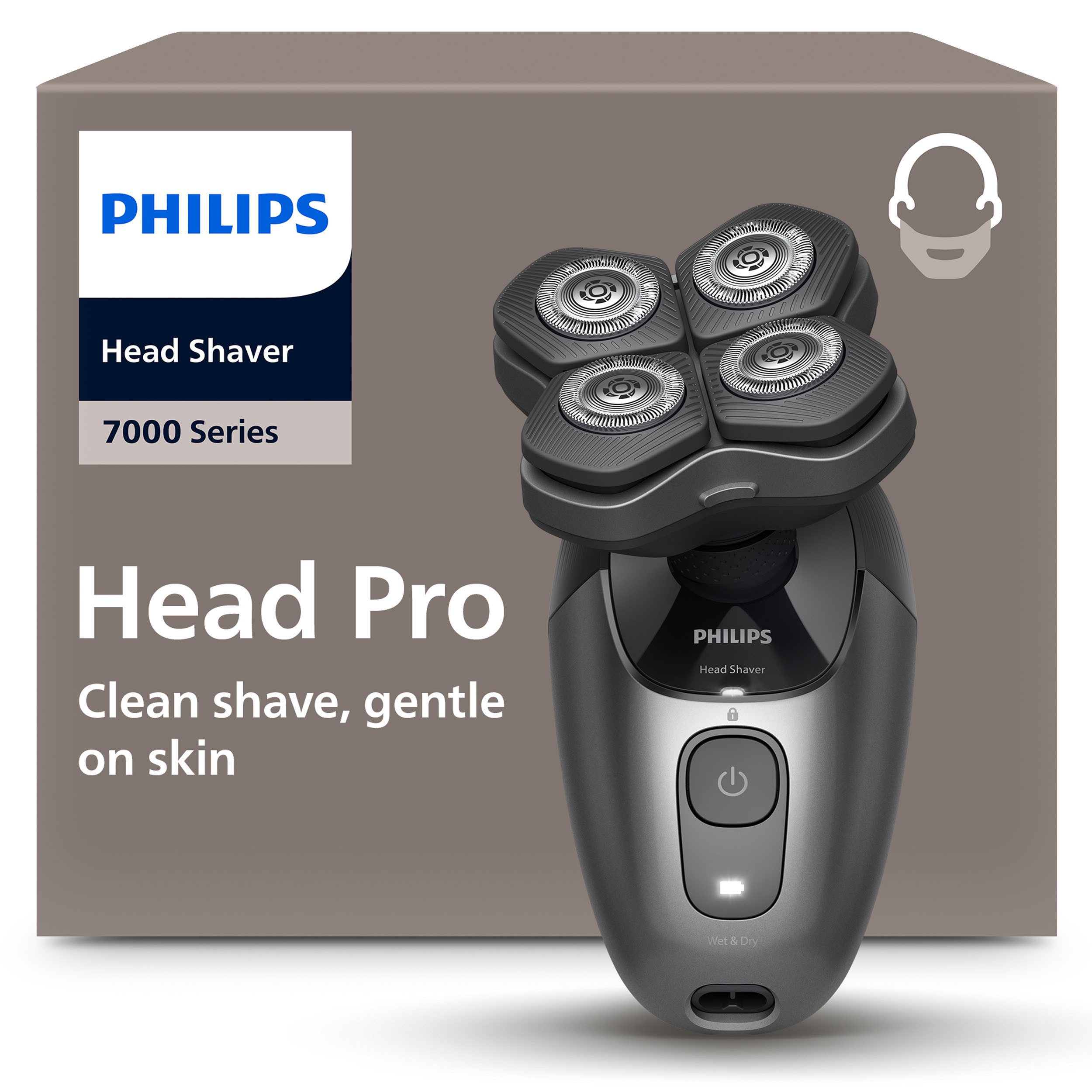 Philips Glatzen-Rasierer HS7980/15, Haarschneider mit 36 ComfortCut-Klingen, inkl. Reinigungsstation