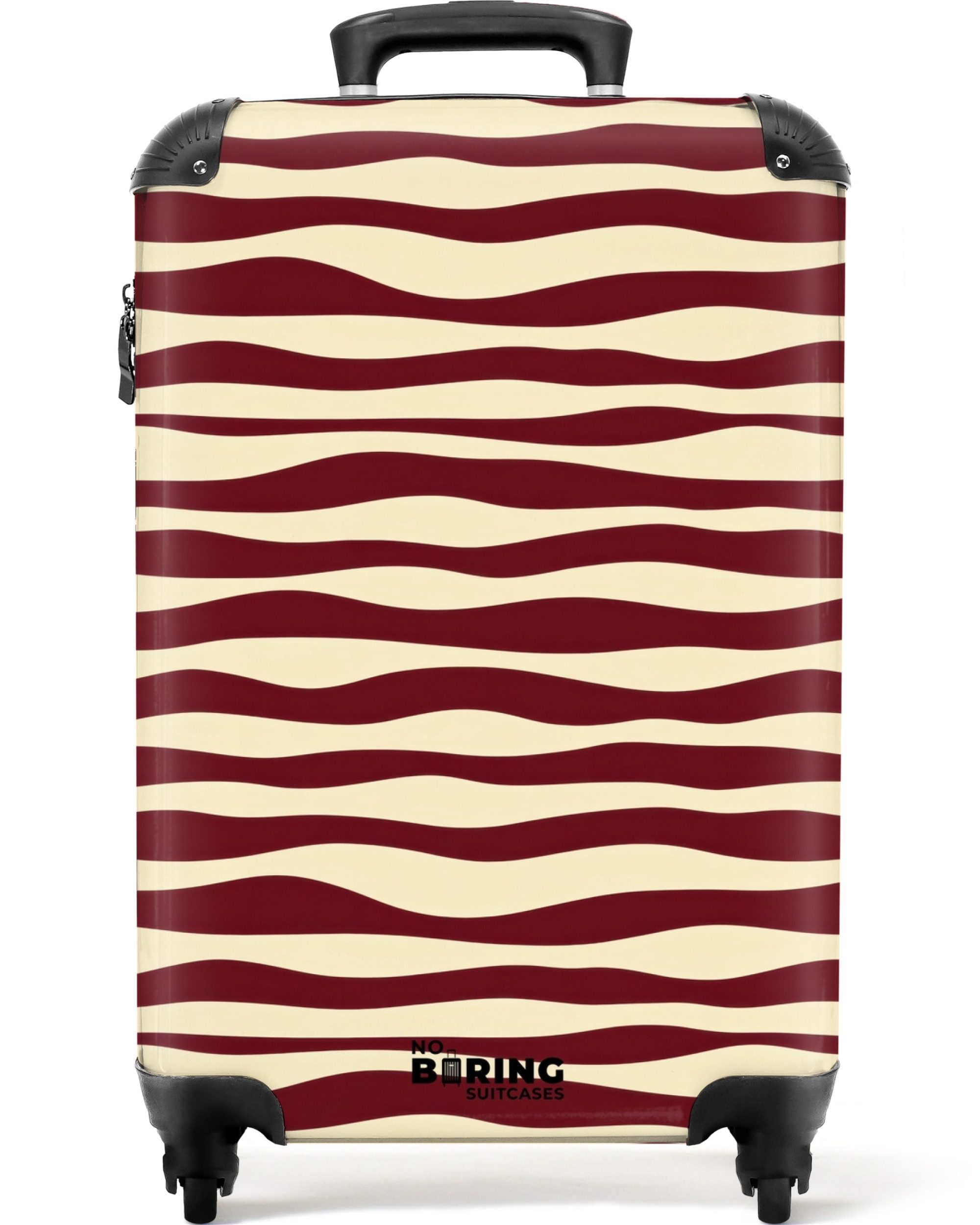 Hartschalen-Trolley Wellen - Rot - Muster - Creme 55x35x20cm