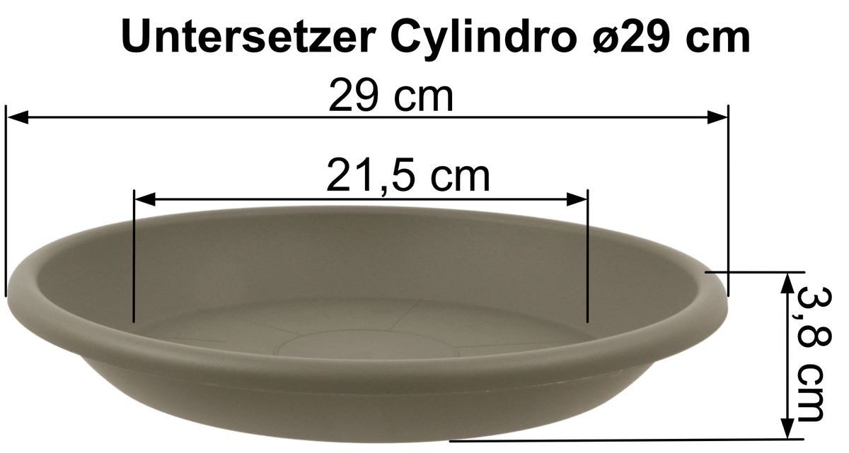 Heimwerkercenter Pflanzkübel MePla - Blumentopf Cylindro ø30cm, Untersetzer ø29cm Taupe, Kunstoff