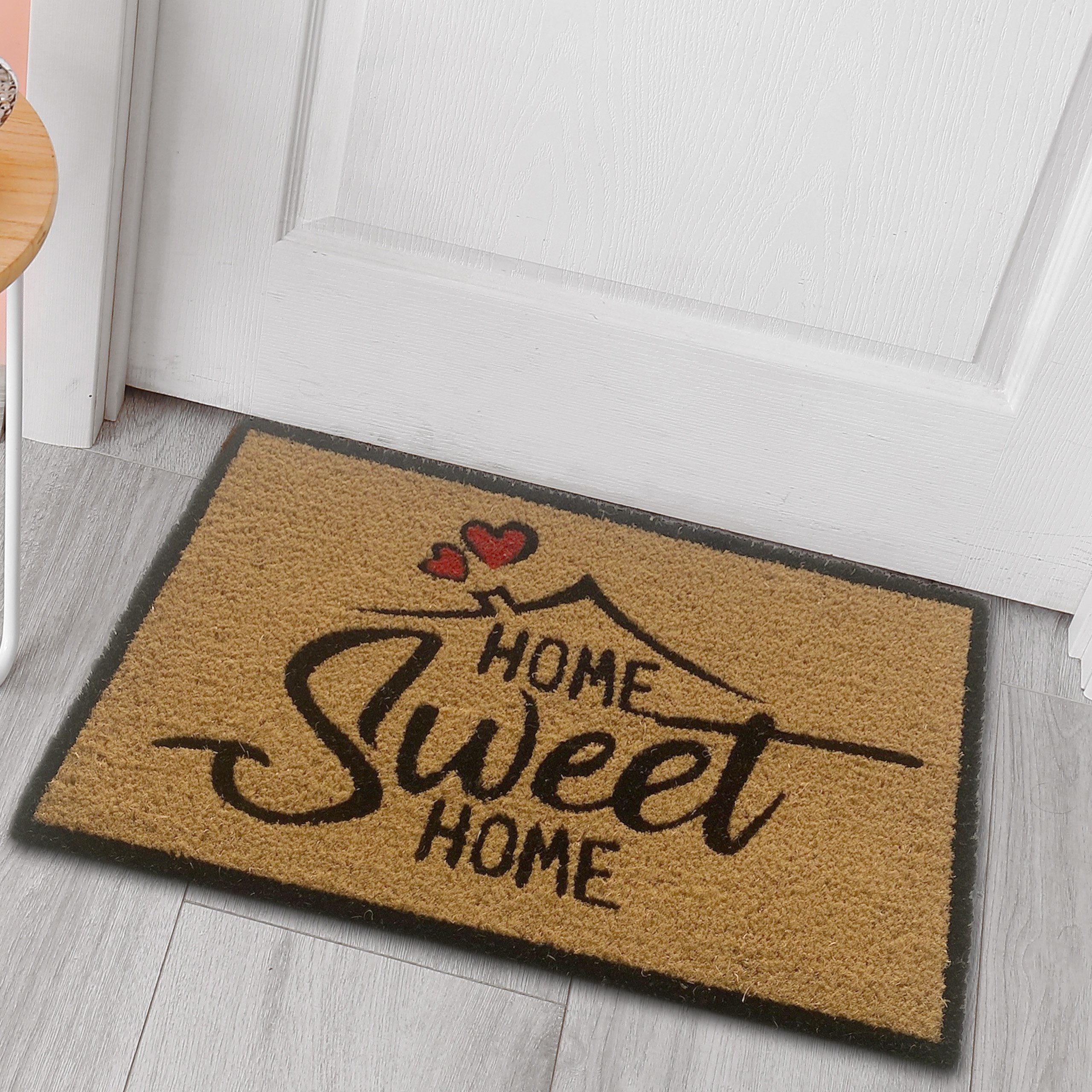 Carpetia Fußmatte Kokos Fußmatte für saubere Schuhe, modernes Design schwarz rot, Rechteckig