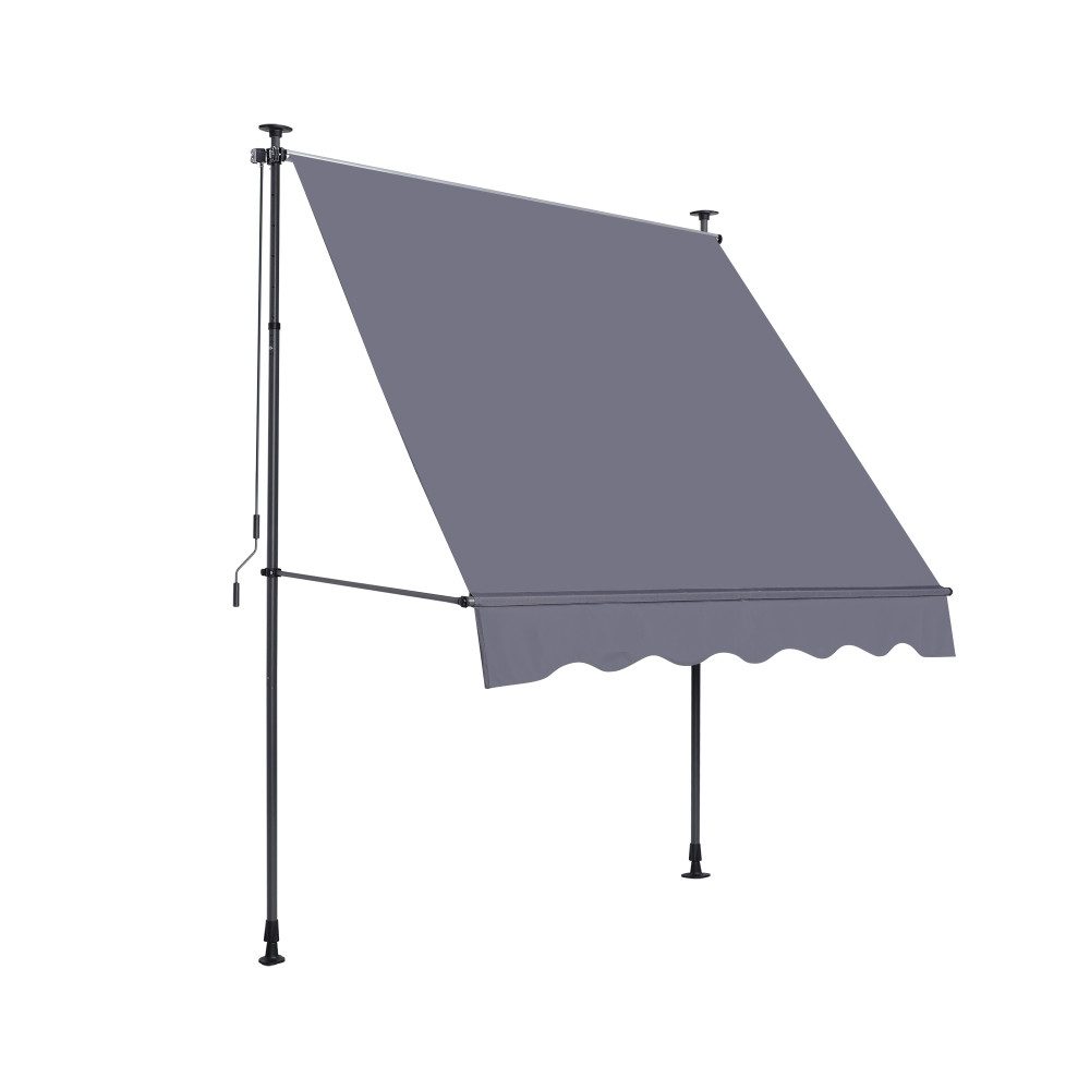 BBWL Klemmmarkise Gelenkarmmarkise ohne Bohren höhenverstellbar UV-Schutz Handkurbel Klemmmarkise Balkon Aluminium Grau – Bild 2 von 5
