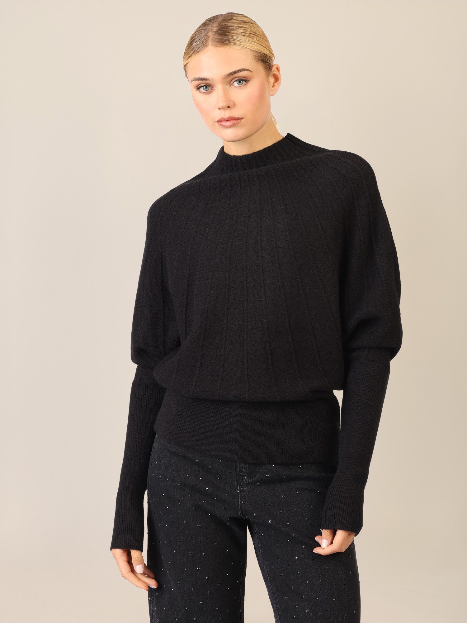 Apart Stehkragenpullover mit Fledermausärmeln günstig online kaufen