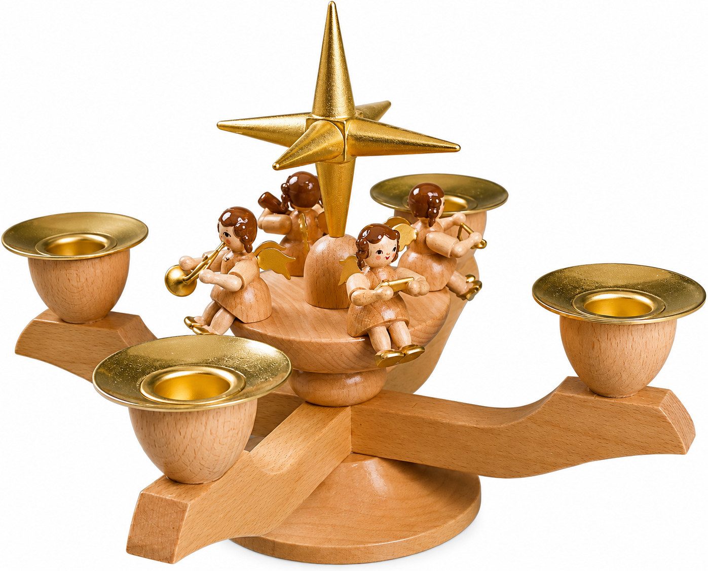 Richard Glaesser Adventsleuchter Kerzenleuchter Adventsleuchter klein natur, Höhe 12 cm / Breite 15 cm, Handwerkskunst aus dem Erzgebirge