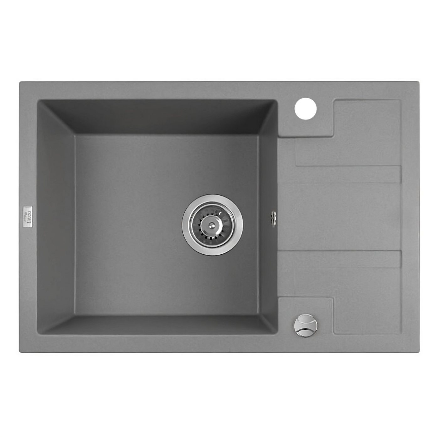 Thumbnail - KOLMAN Küchenspüle Elza Set Doppelbecken Granitspüle und Spültischarmatur, Rechteckig, 44/65 cm, Grau, Space Saving Siph...